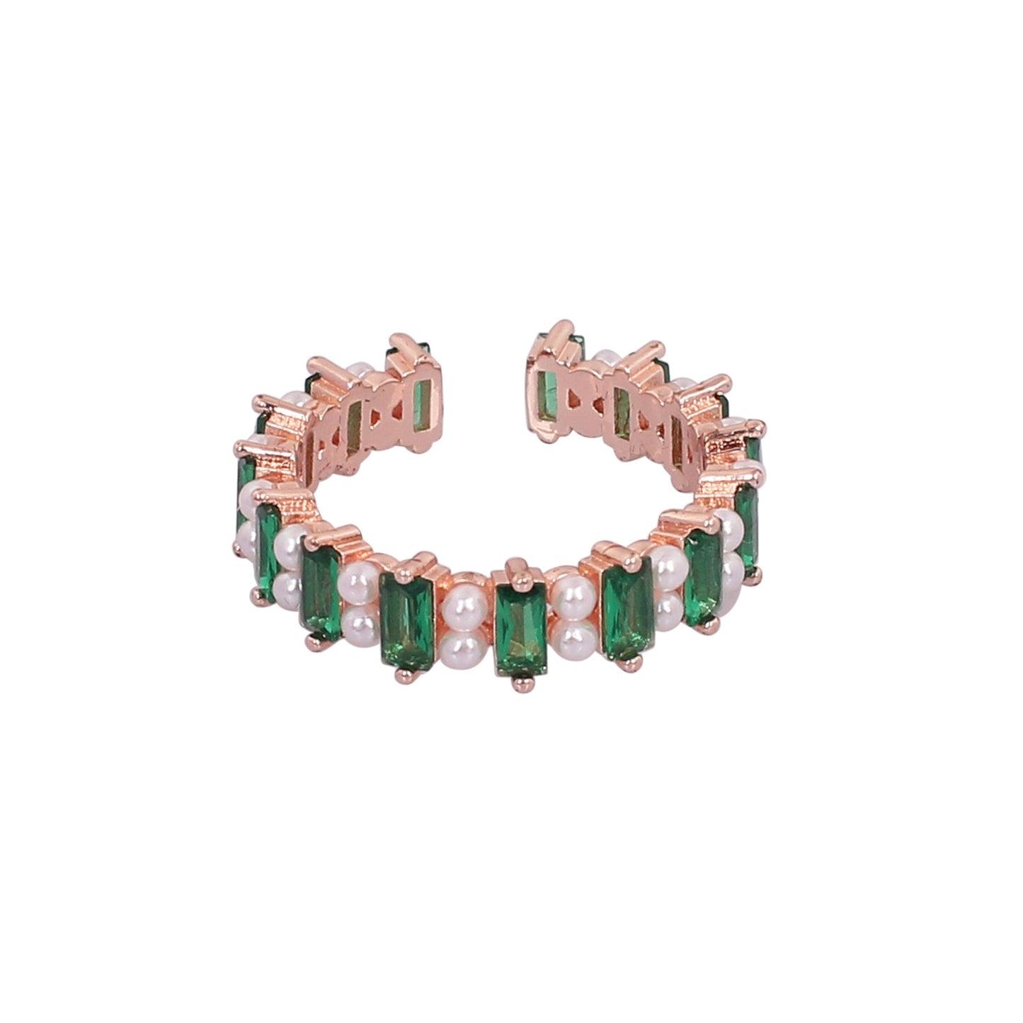 CKLAKART's Green stone White Beads Band Ring