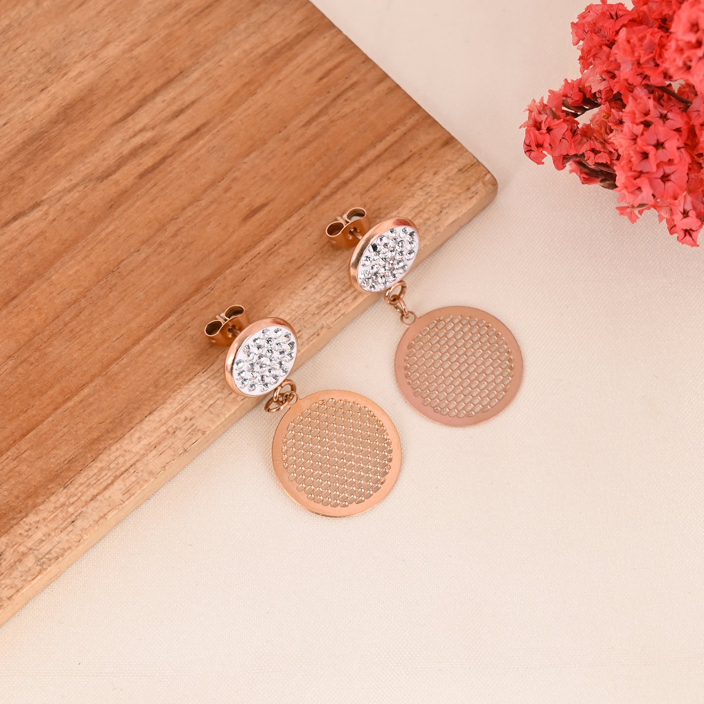 CKLAKART's Rose Gold-Toned Round Chimes Dangler Earrings
