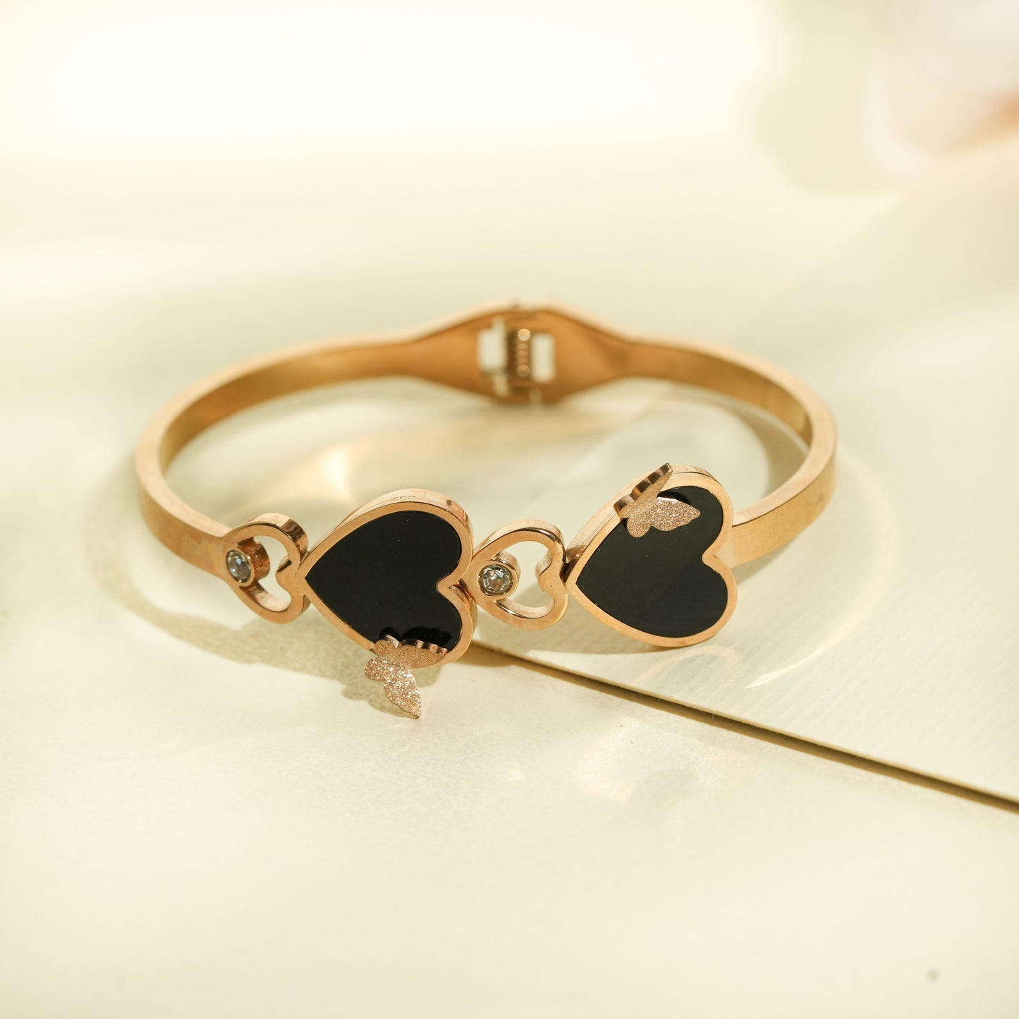 CKLAKART's Butterfly Heart Anti-Tarnish Bracelet with Sparkling Stone