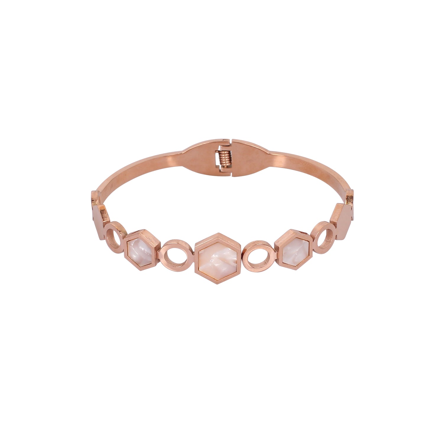 CKLAKART's Rose Gold Geometric Bracelet with White Stone Accents