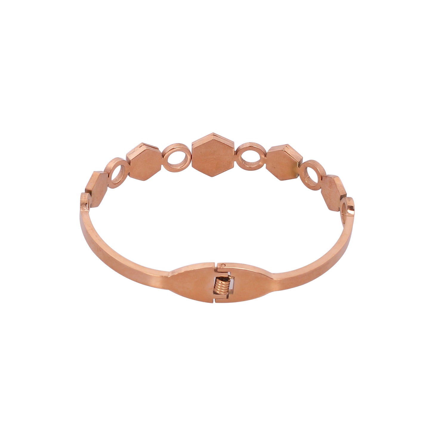 CKLAKART's Rose Gold Geometric Bracelet with White Stone Accents