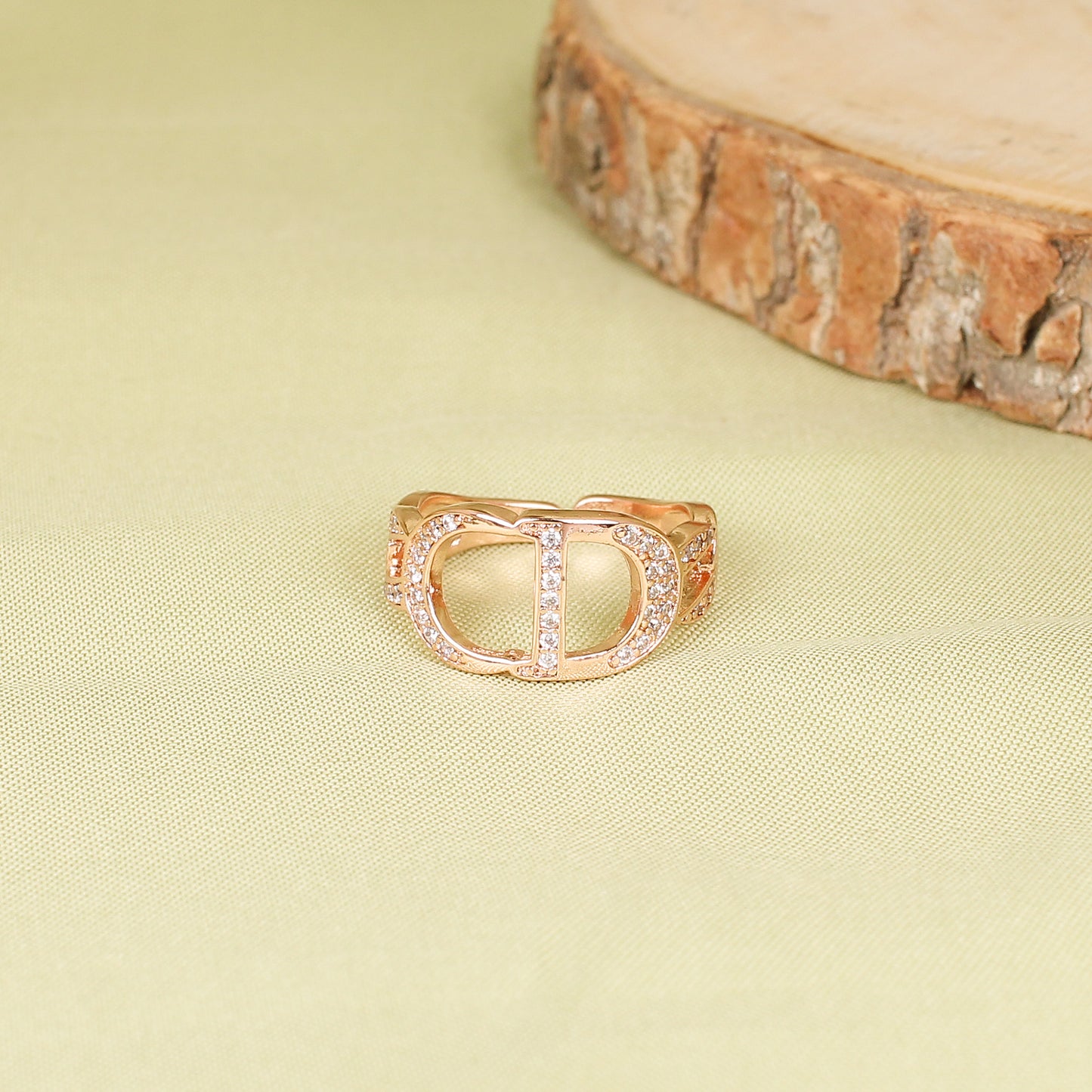 CKLAKART's Rose Gold Flow Bracelet and Ring with Shimmering White Stones, Anti-Tarnish