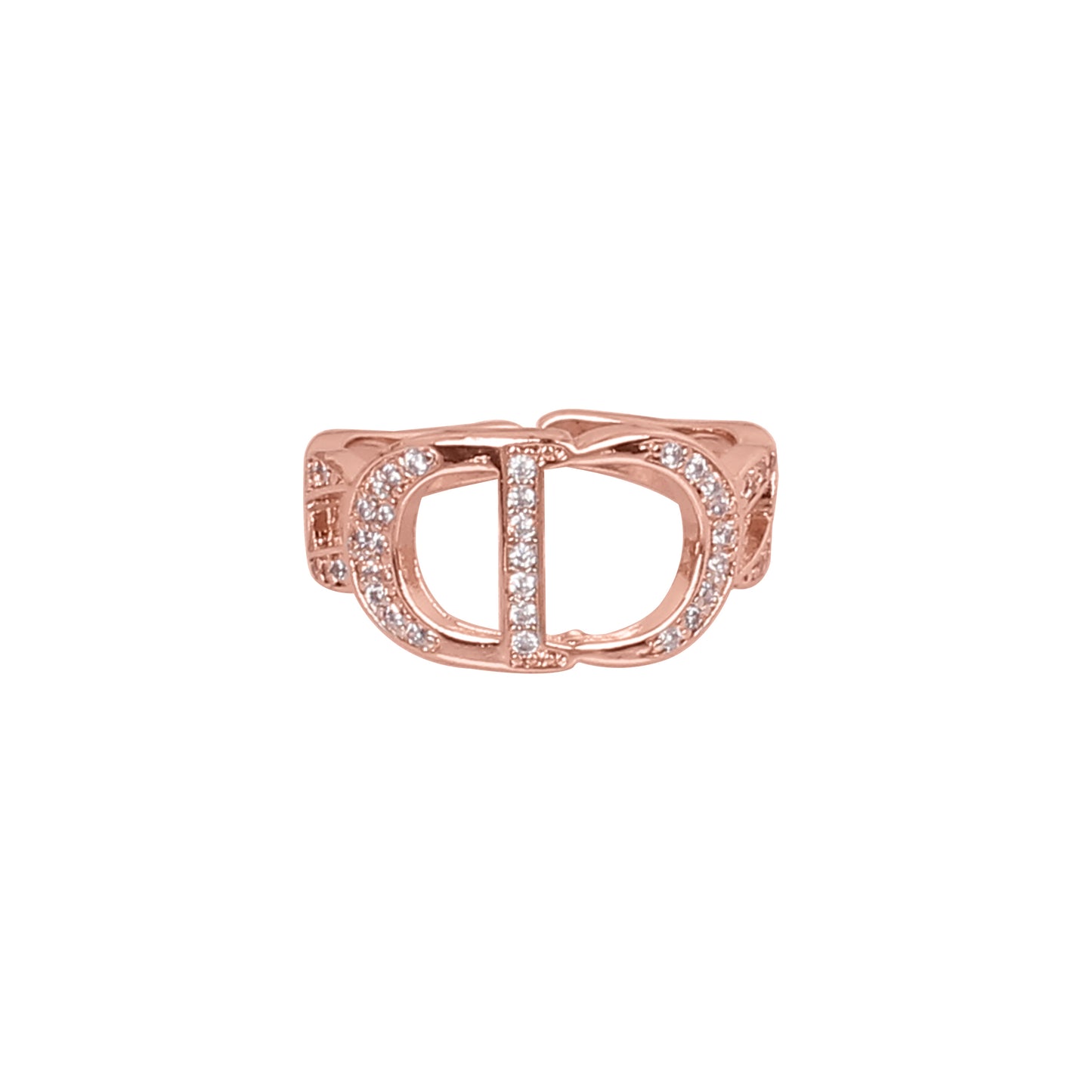 CKLAKART's Rose Gold Flow Bracelet and Ring with Shimmering White Stones, Anti-Tarnish