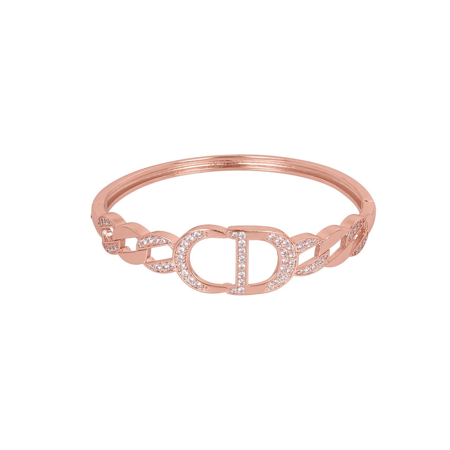 CKLAKART's Rose Gold Flow Bracelet and Ring with Shimmering White Stones, Anti-Tarnish