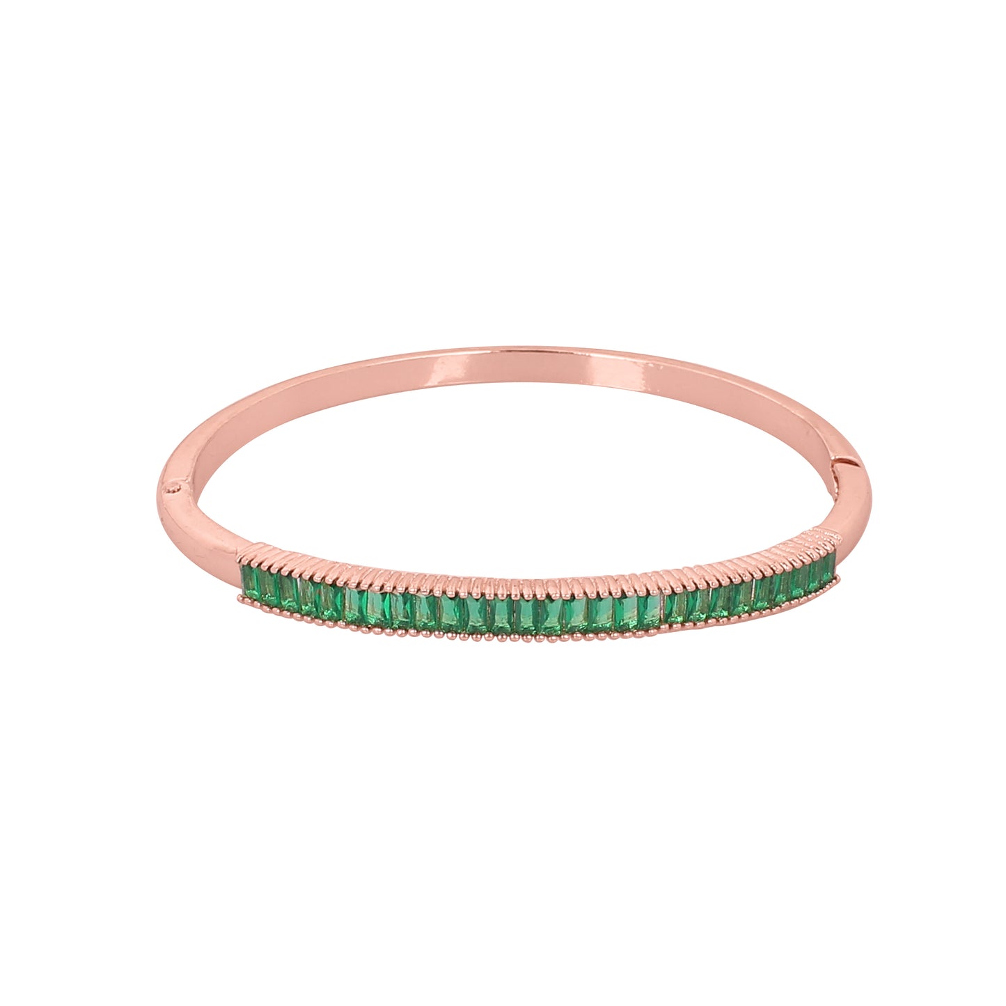 CKLAKART's Rose Gold Bracelet with Green Stone Accents