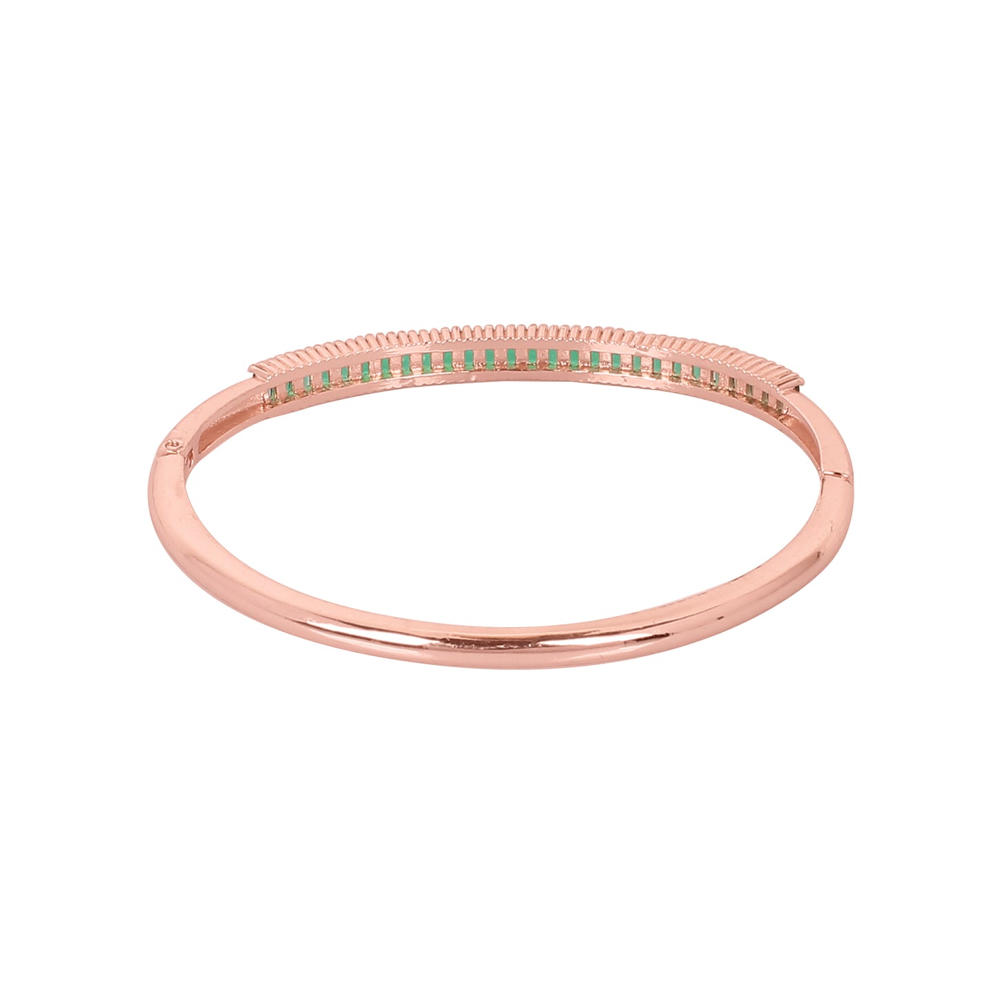 CKLAKART's Rose Gold Bracelet with Green Stone Accents