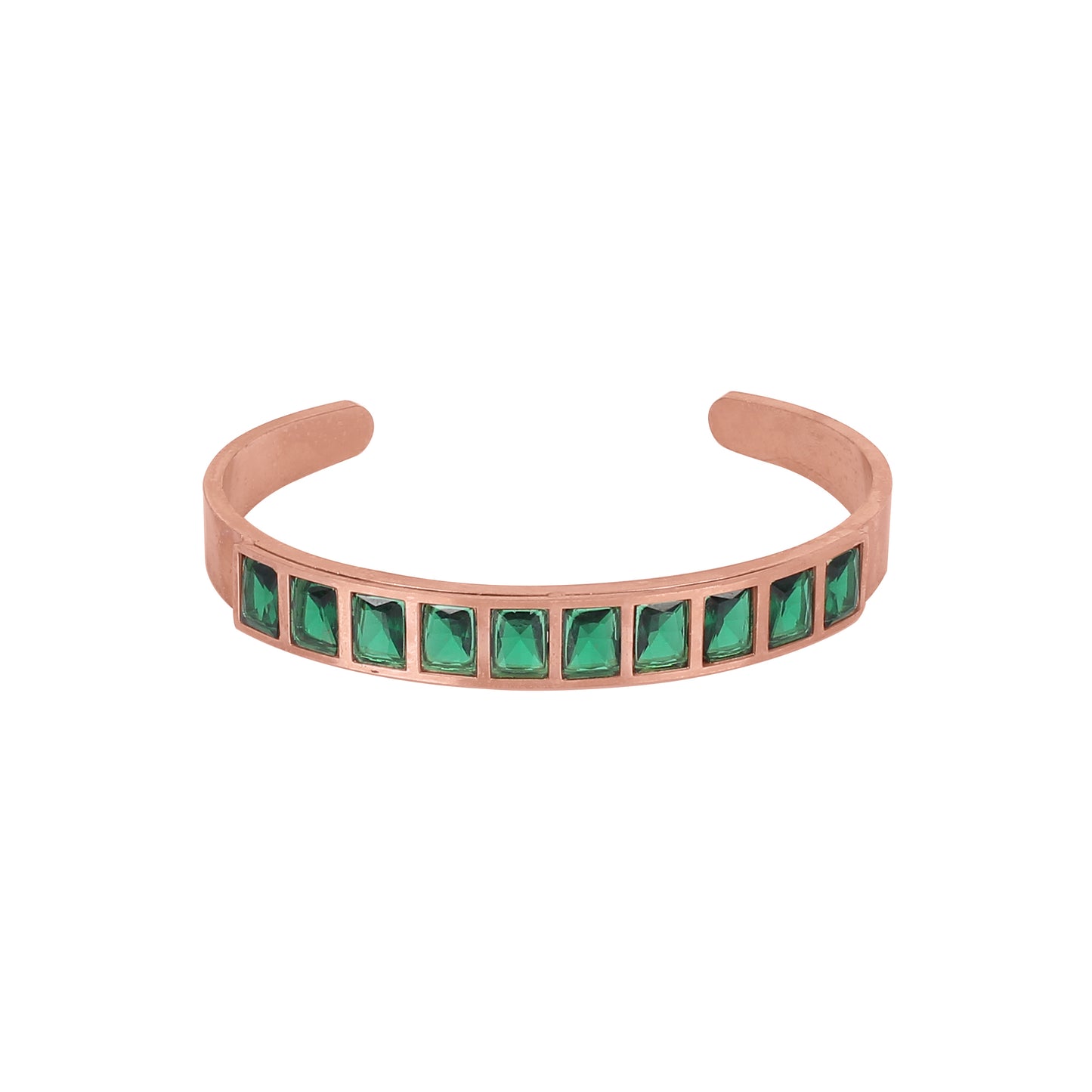 CKLAKART's Rose Gold Bracelet Featuring Dazzling Green Stones
