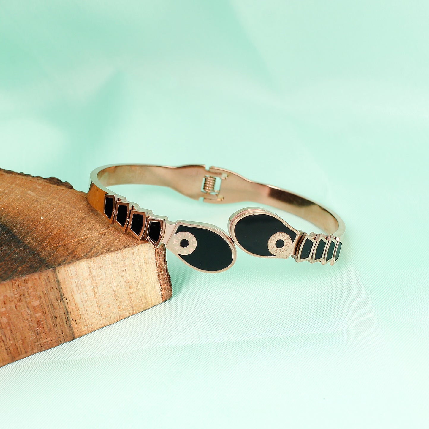 CKLAKART's Rose Gold Geometric Bracelet with Black base