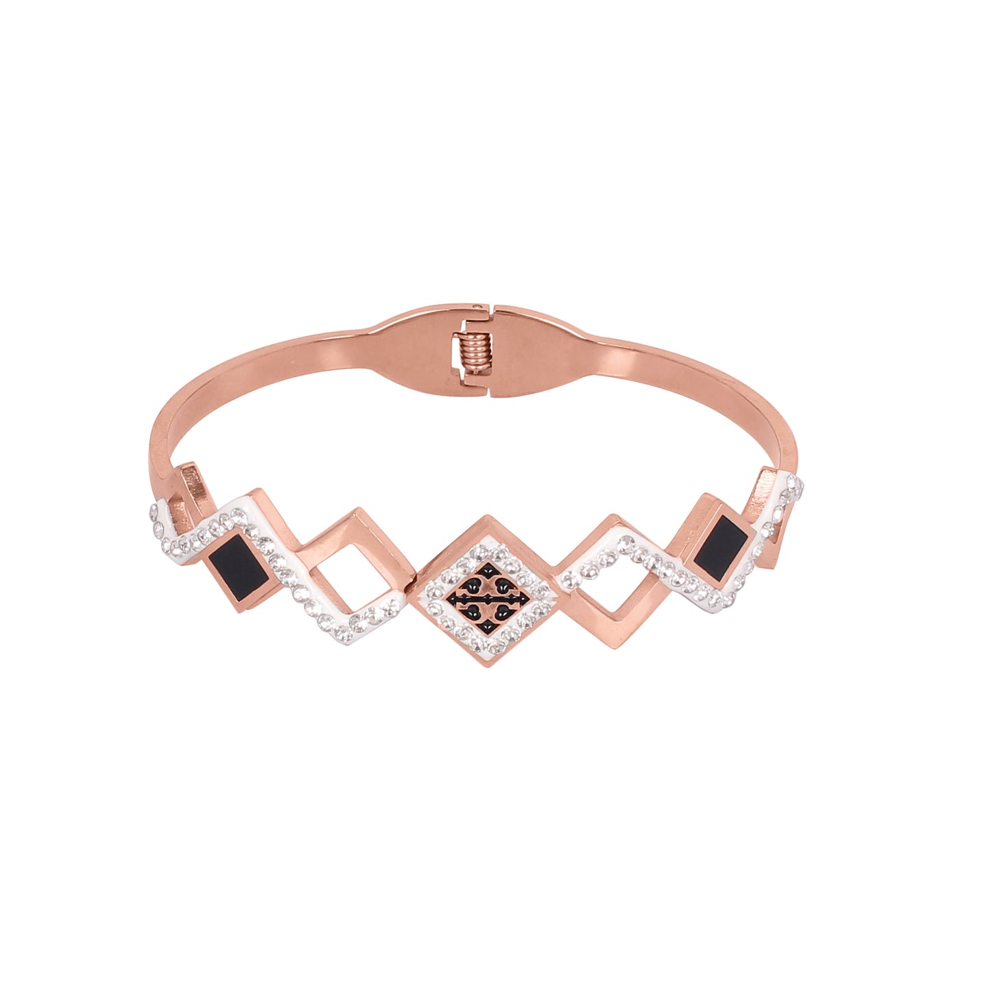 CKLAKART's Rose Gold Geometric Bracelet with White Stone Detailing