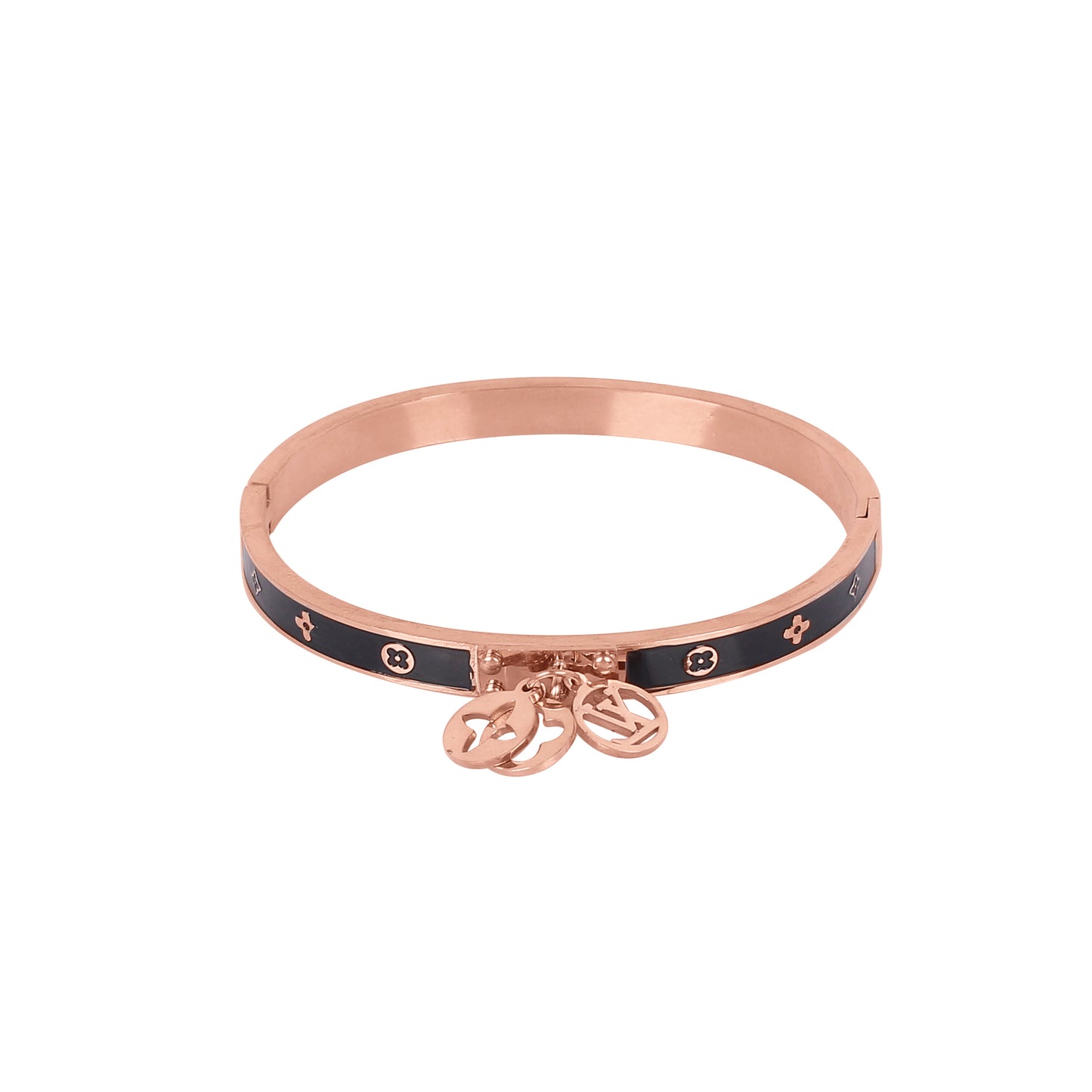 CKLAKART's Rose Gold Bracelet with Drops and Shimmering Black Coats, Anti-Tarnish