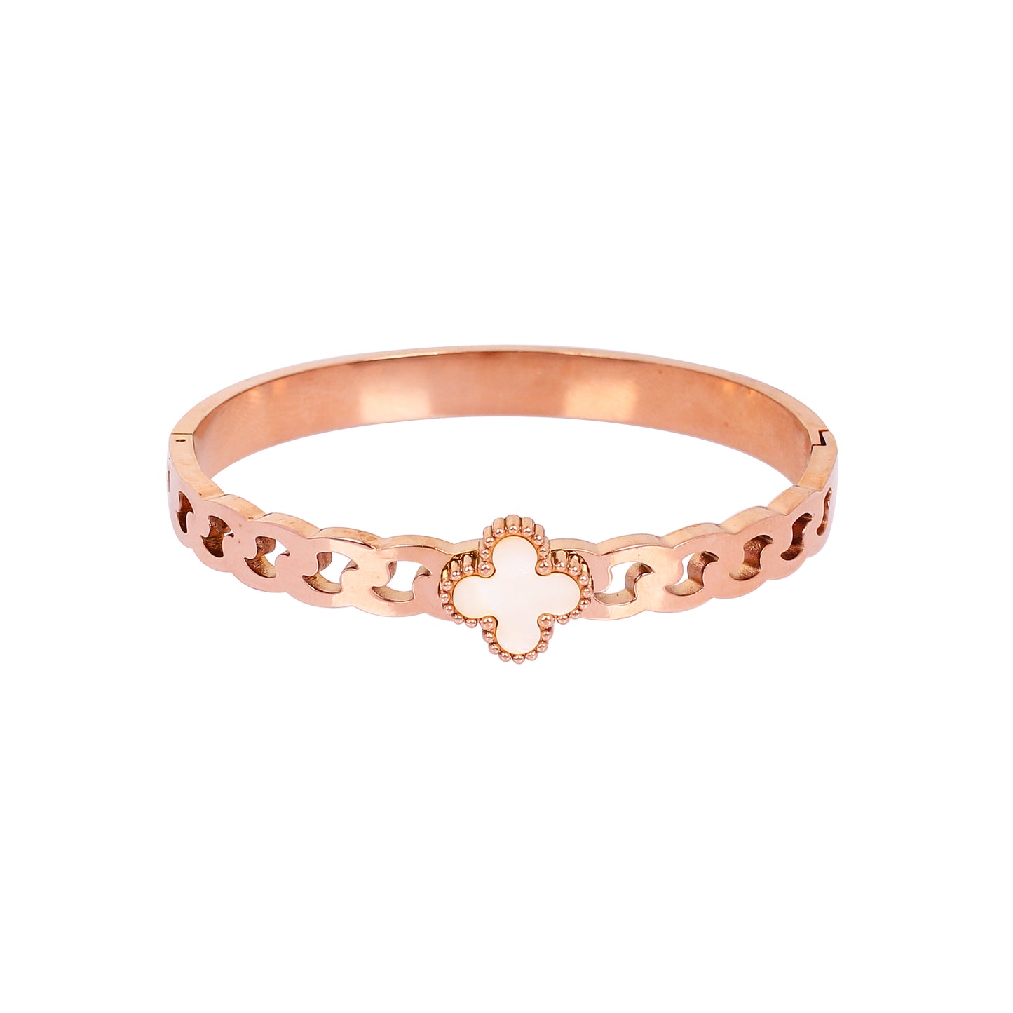 CKLAKART's Rose Gold Bracelet with Geometric Elegant Petal and White Accent