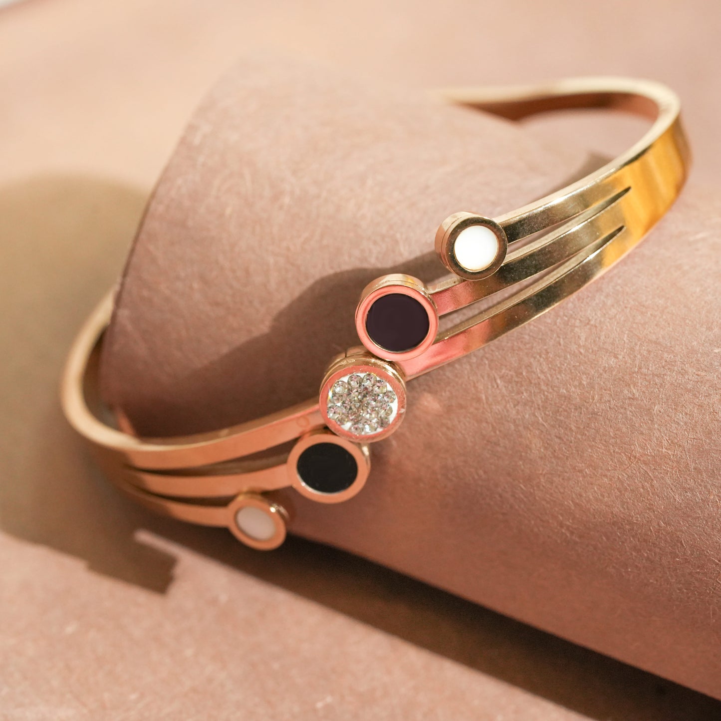 CKLAKART's Rose Gold Multi-Layer Bracelet Adorned with Glittering Stones