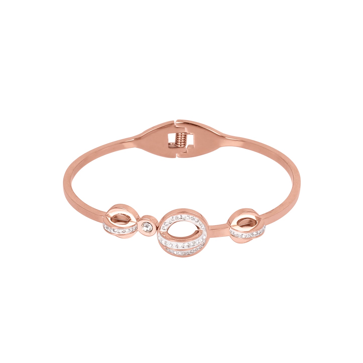 CKLAKART's Geometric Rose Gold Bracelet with White Stone Accents
