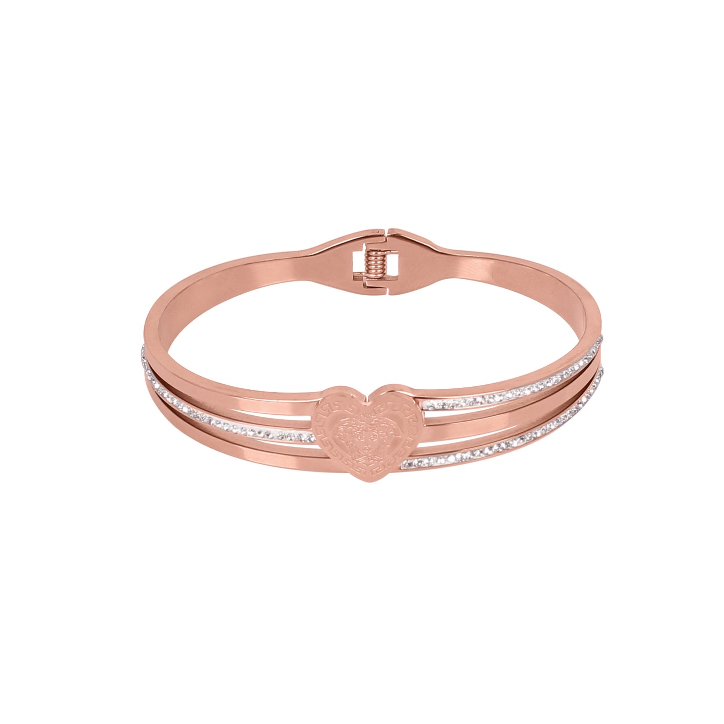 CKLAKART's Heart-Shaped Rose Gold Bracelet with Sparkling Stones