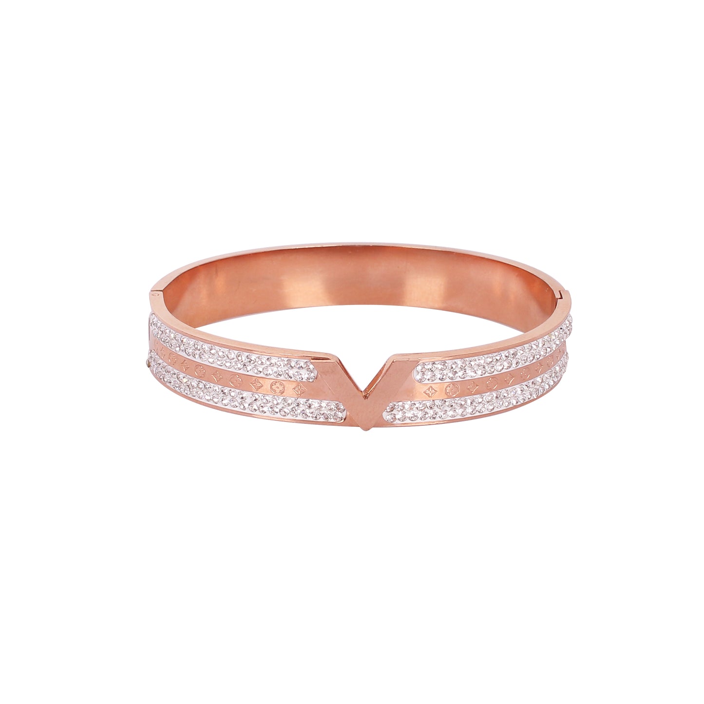 CKLAKART's Rose Gold Bracelet with V-Shaped Venus Vibe and Sparkling Stones