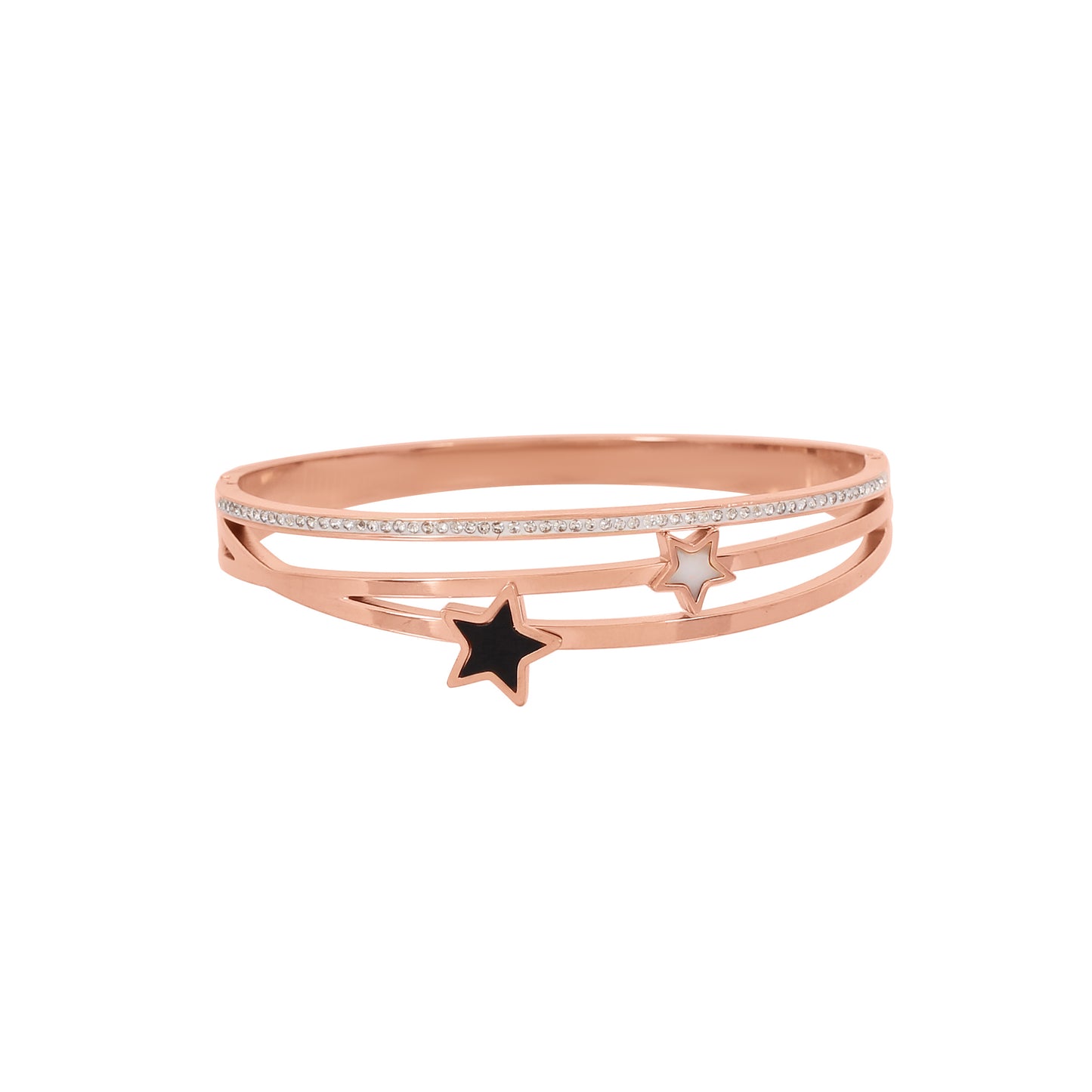 CKLAKART's Star-Shaped Bracelet with Black and White Stones in Multi-Line Pattern