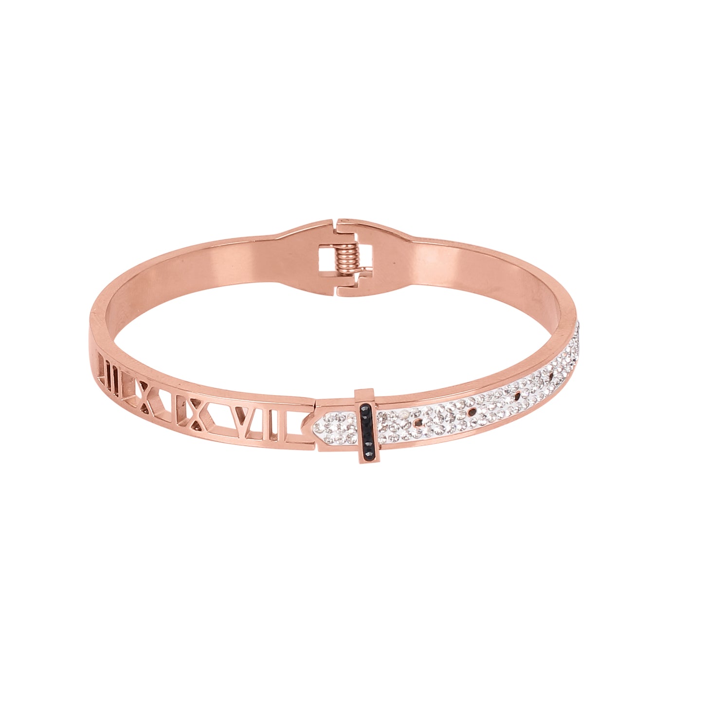 CKLAKART's Geometric Rose Gold Bracelet with White Stone Accents