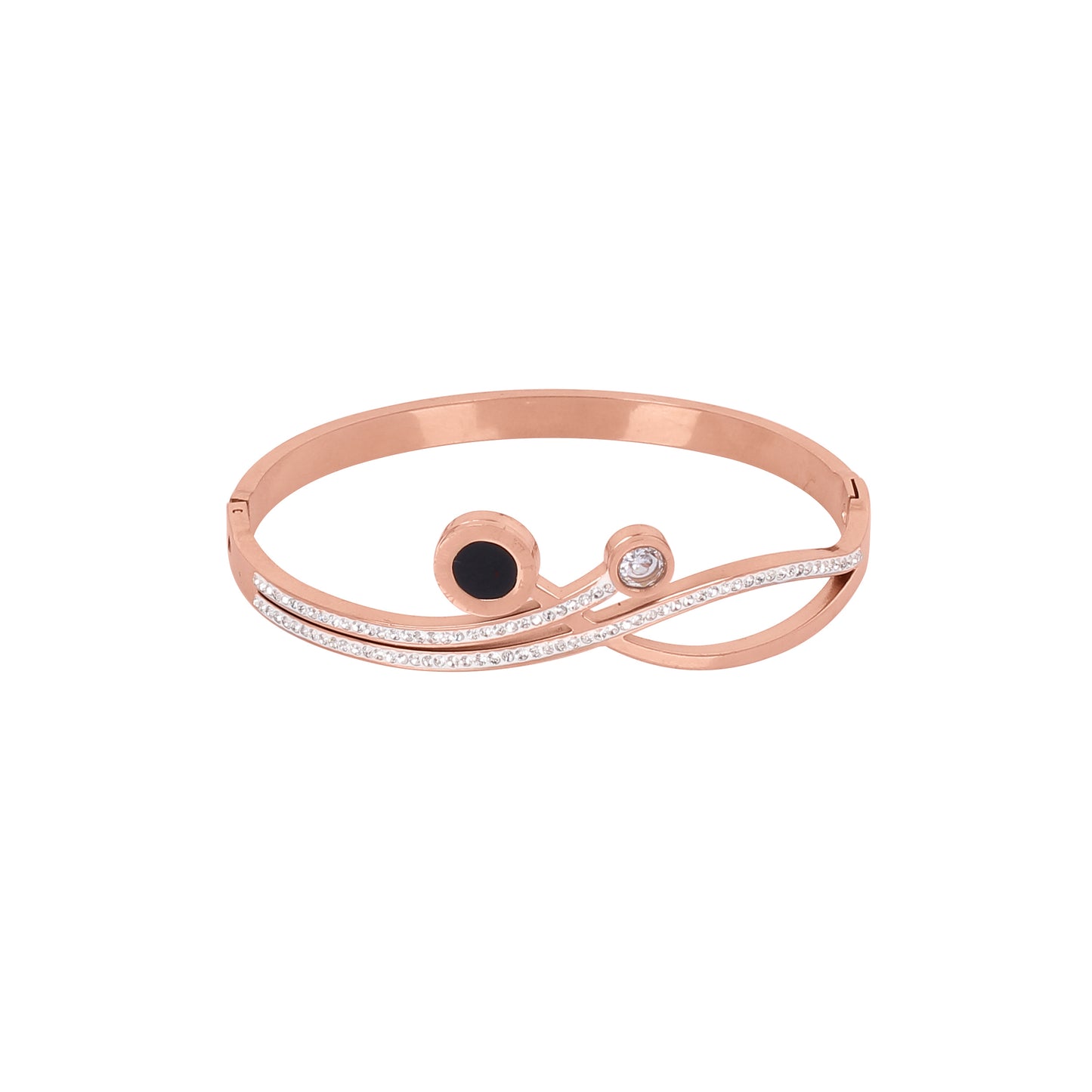 CKLAKART's Rose Gold-Toned Bracelet with Cascading White Stones