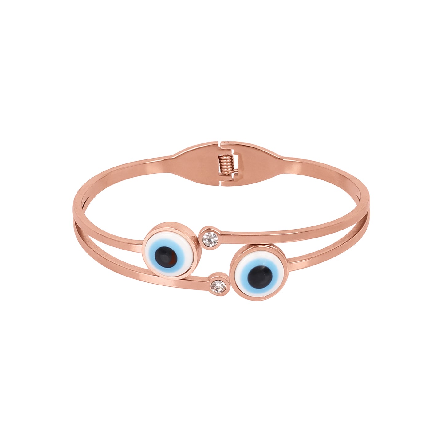 CKLAKART's Rose Gold Bracelet featuring Twin Evil Eye Charms