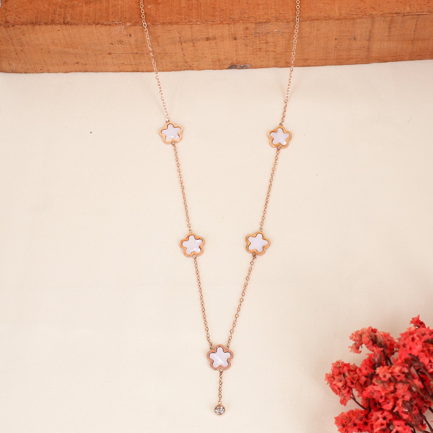 CKLAKART's Rose Gold Toned Blooming Flowers Necklace
