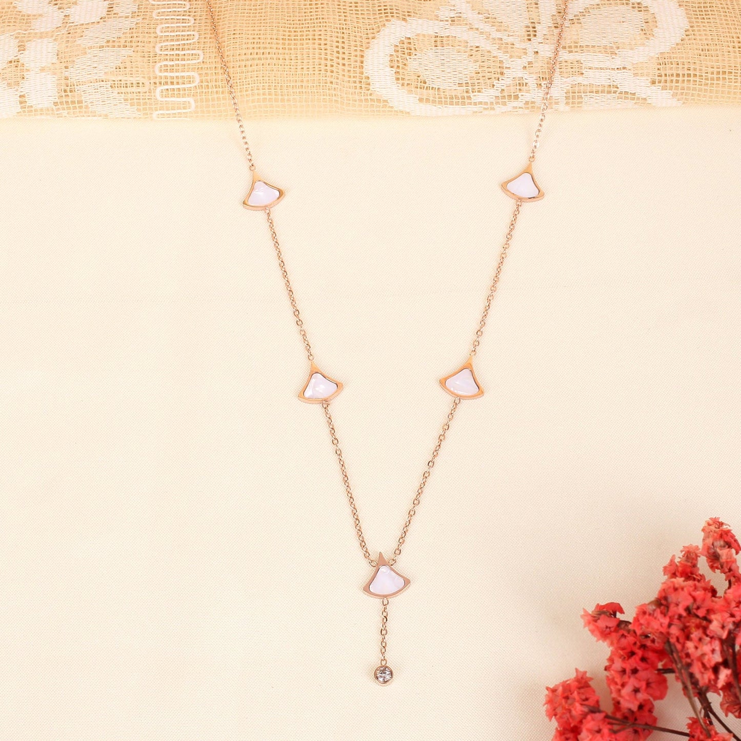 CKLAKART's Rose Gold Double Layered Neckpiece with Potli Bag Inspired Detailing