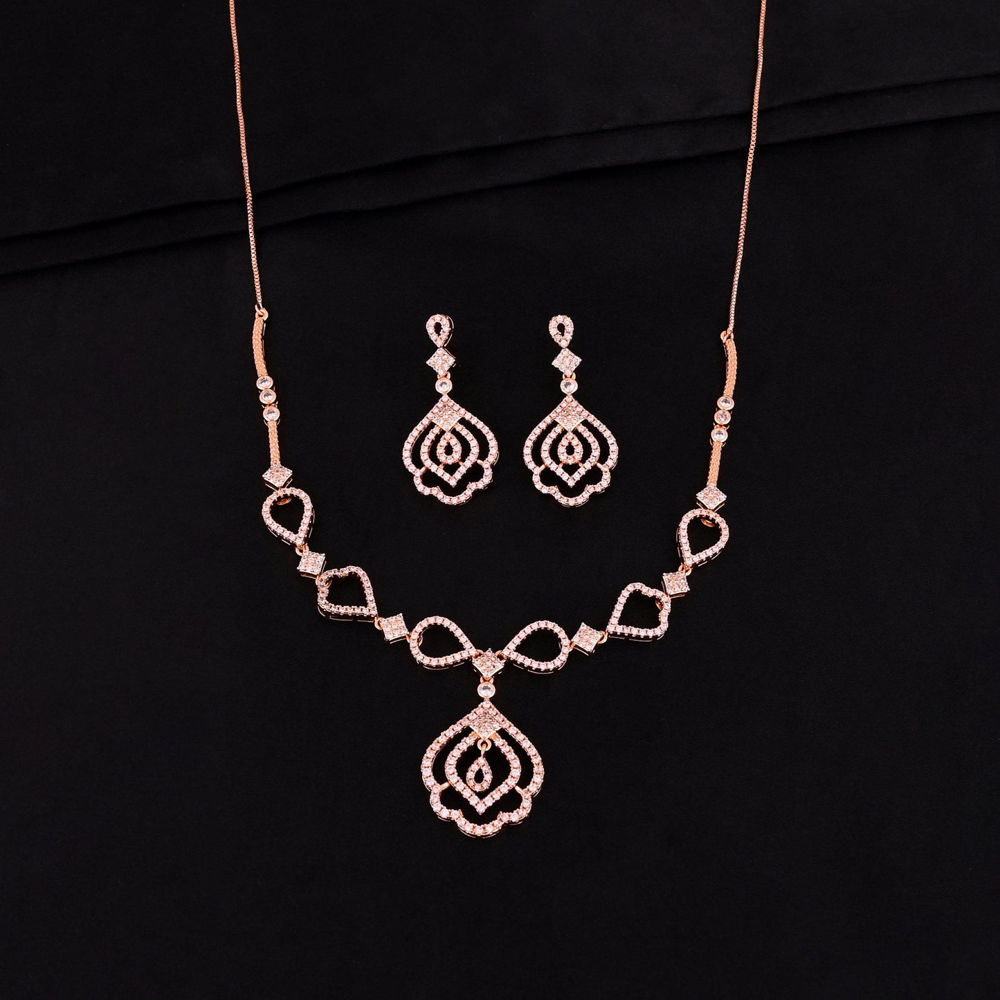 CKLAKART's NOOR CZ Studded Neckpiece with Intricate Petal Patterns
