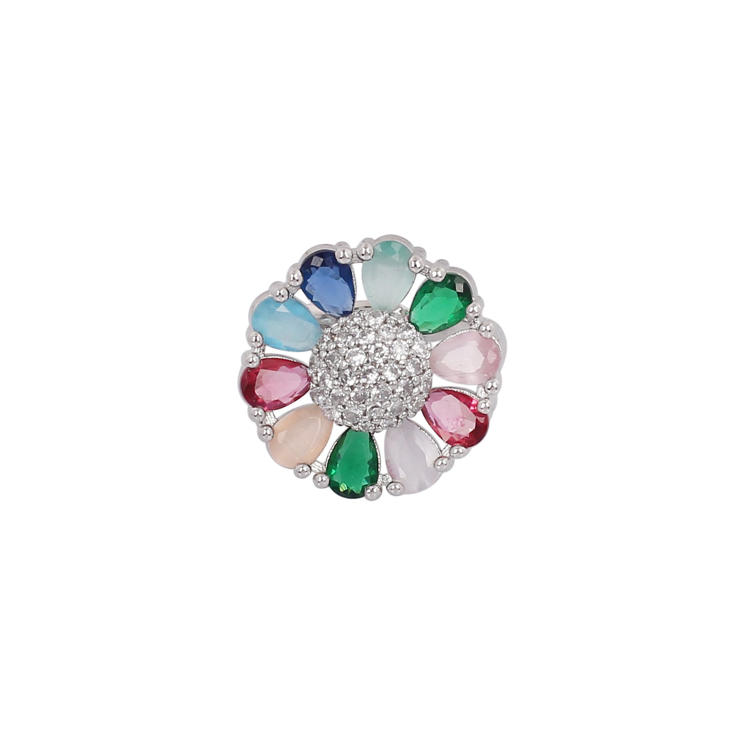 CKLAKART's Multicolor Stone Ring with American Diamond accent