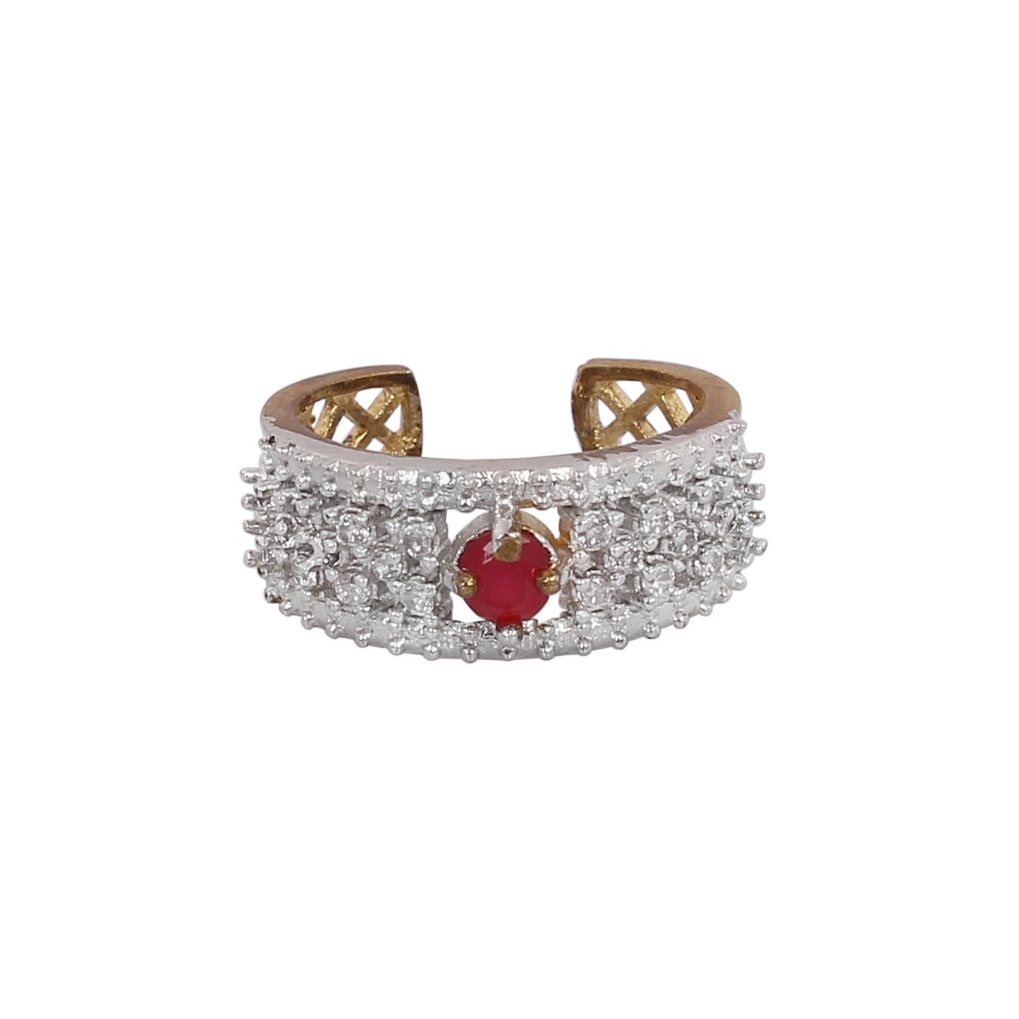 CKLAKART's Red Stone American Diamond accent Band Ring
