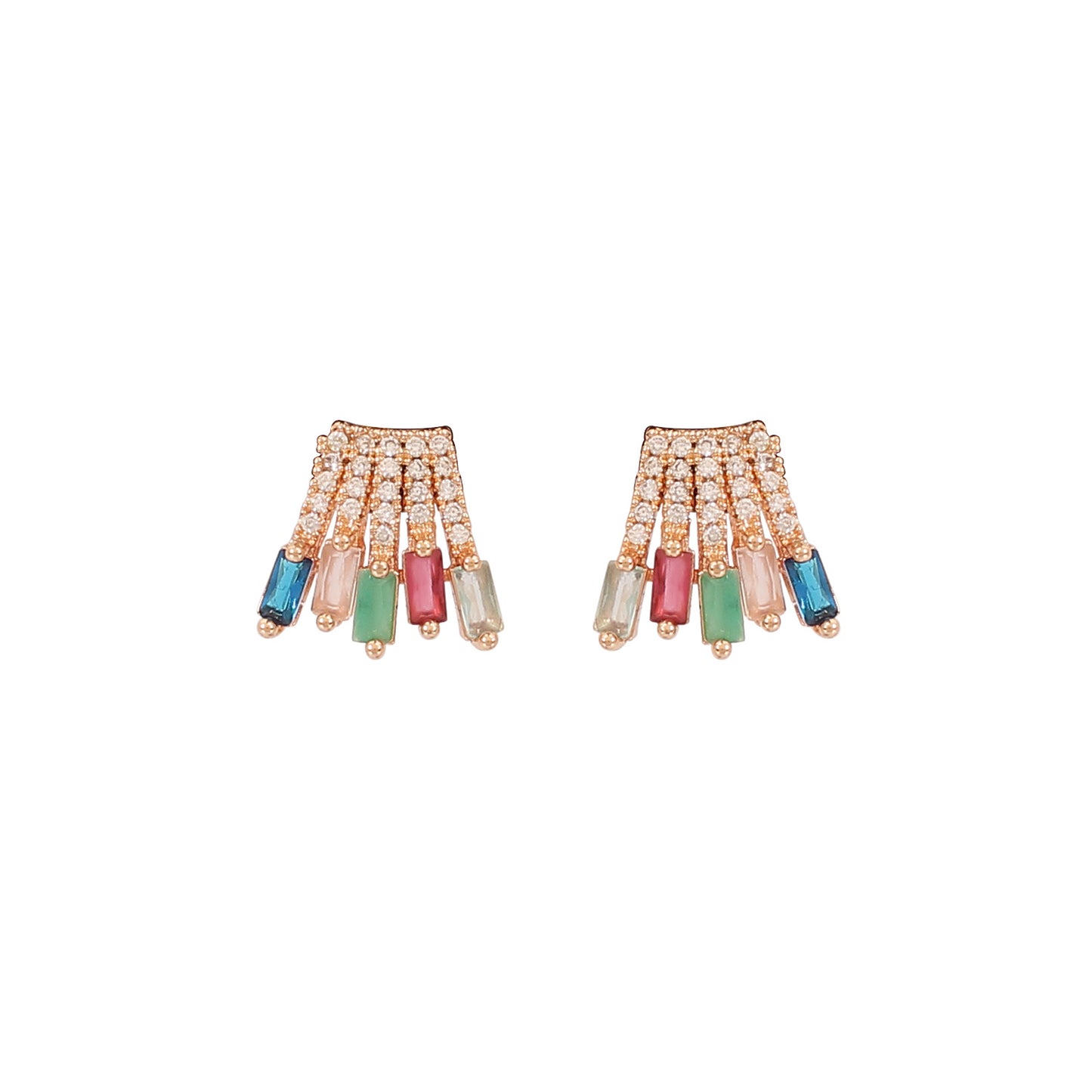 CKLAKART's Rose Gold-Toned Studs with American Diamonds and Rainbow Flare