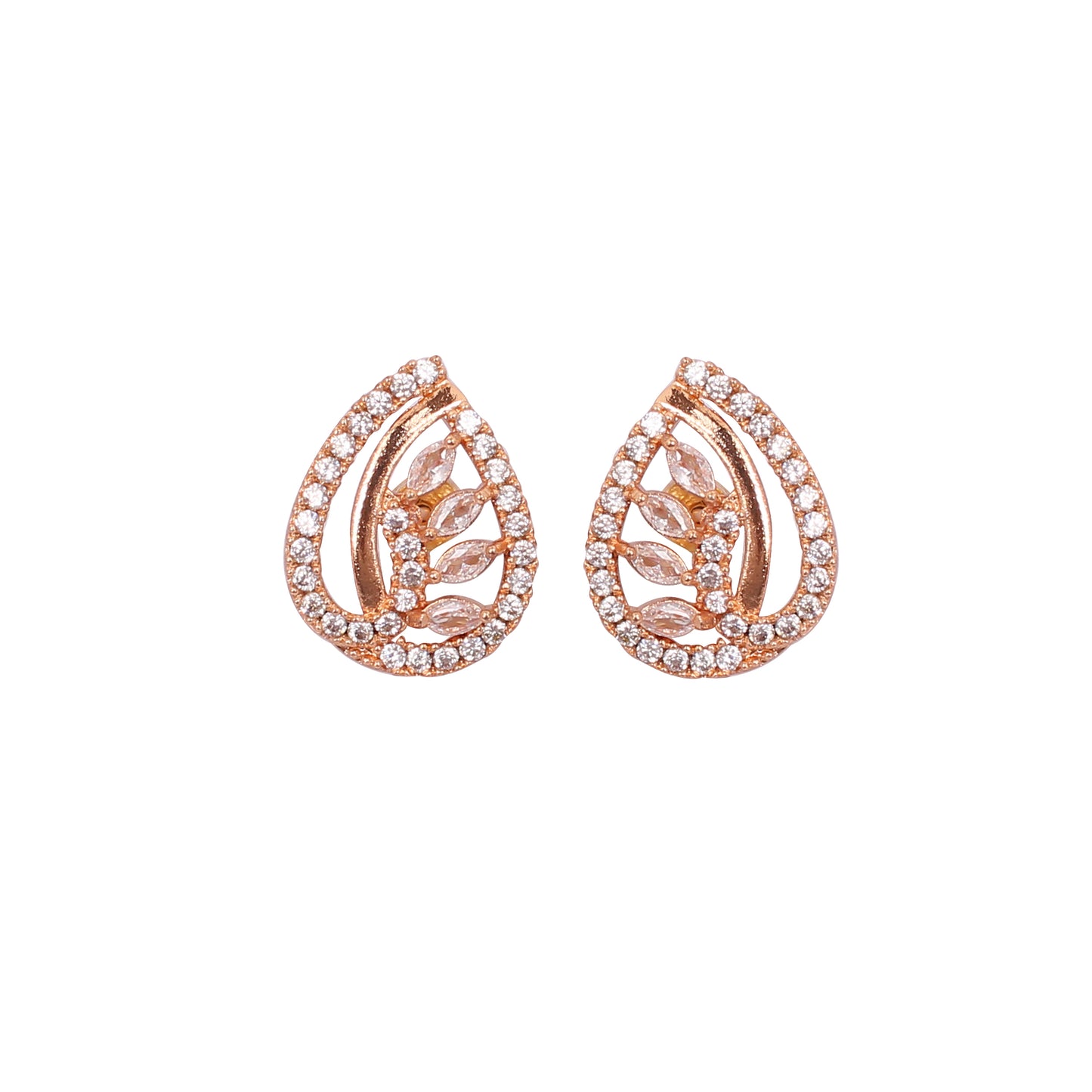 CKLAKART's Rose Gold AD Studs with Leafy Affair