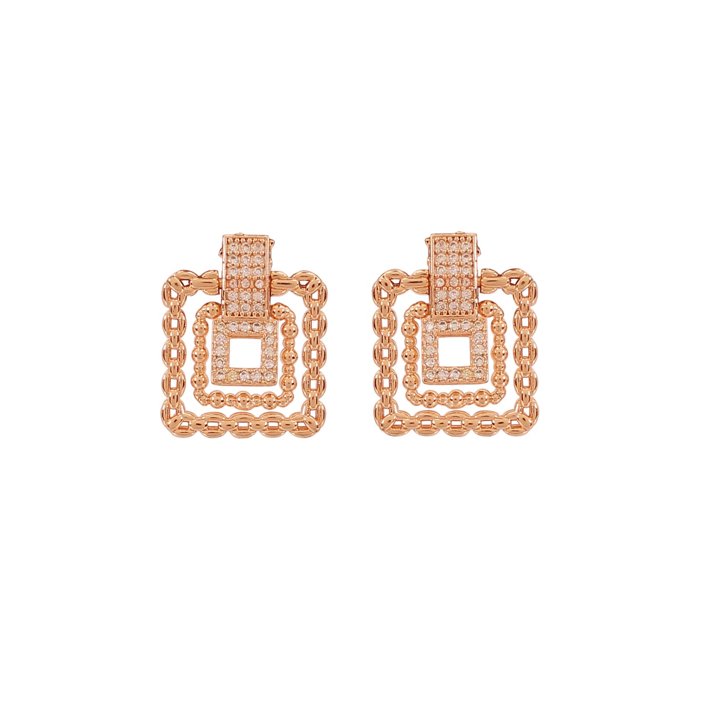 CKLAKART's Rose Gold American Diamond Stud Earrings