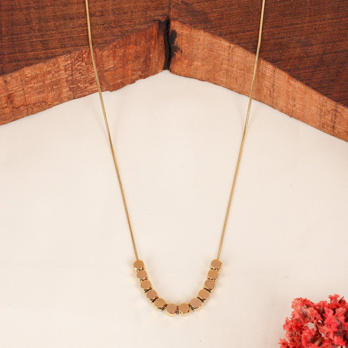 CKLAKART's Necklace with Assorted Geometric Pendants in Gold Hue