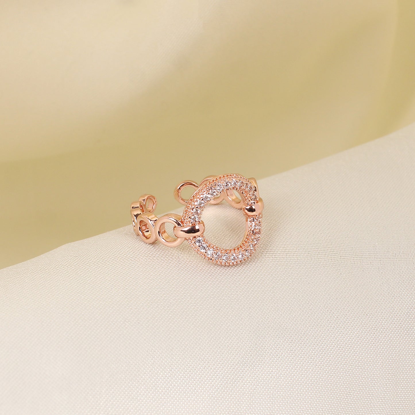 CKLAKART's Zircon-Studded Rose Gold Ring with Multiple Loops