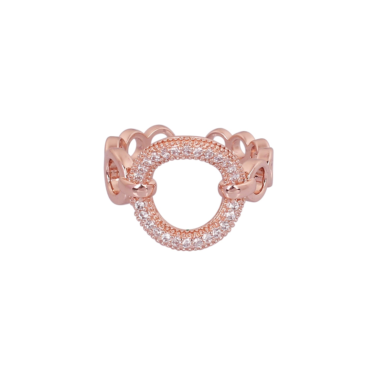 CKLAKART's Zircon-Studded Rose Gold Ring with Multiple Loops