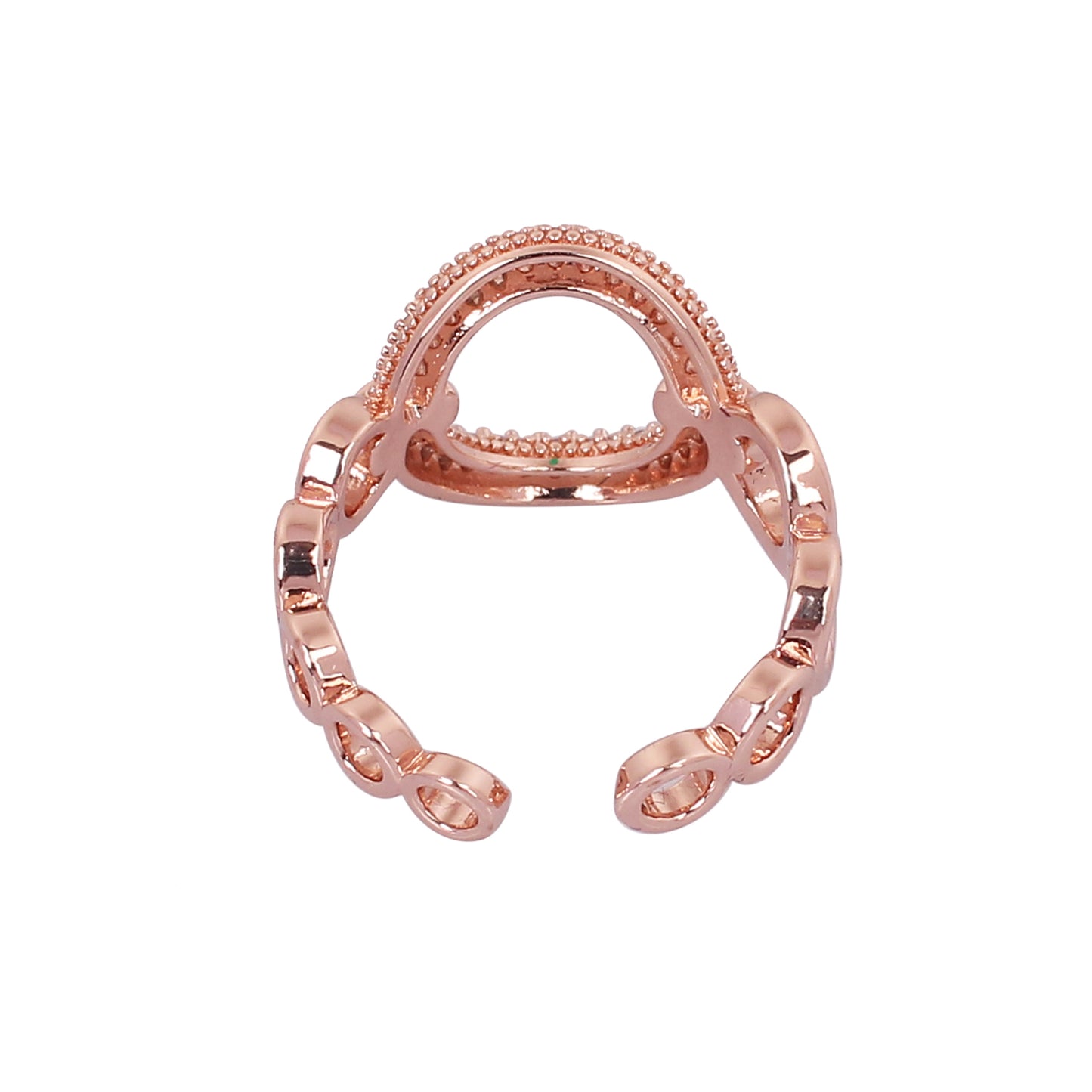 CKLAKART's Zircon-Studded Rose Gold Ring with Multiple Loops