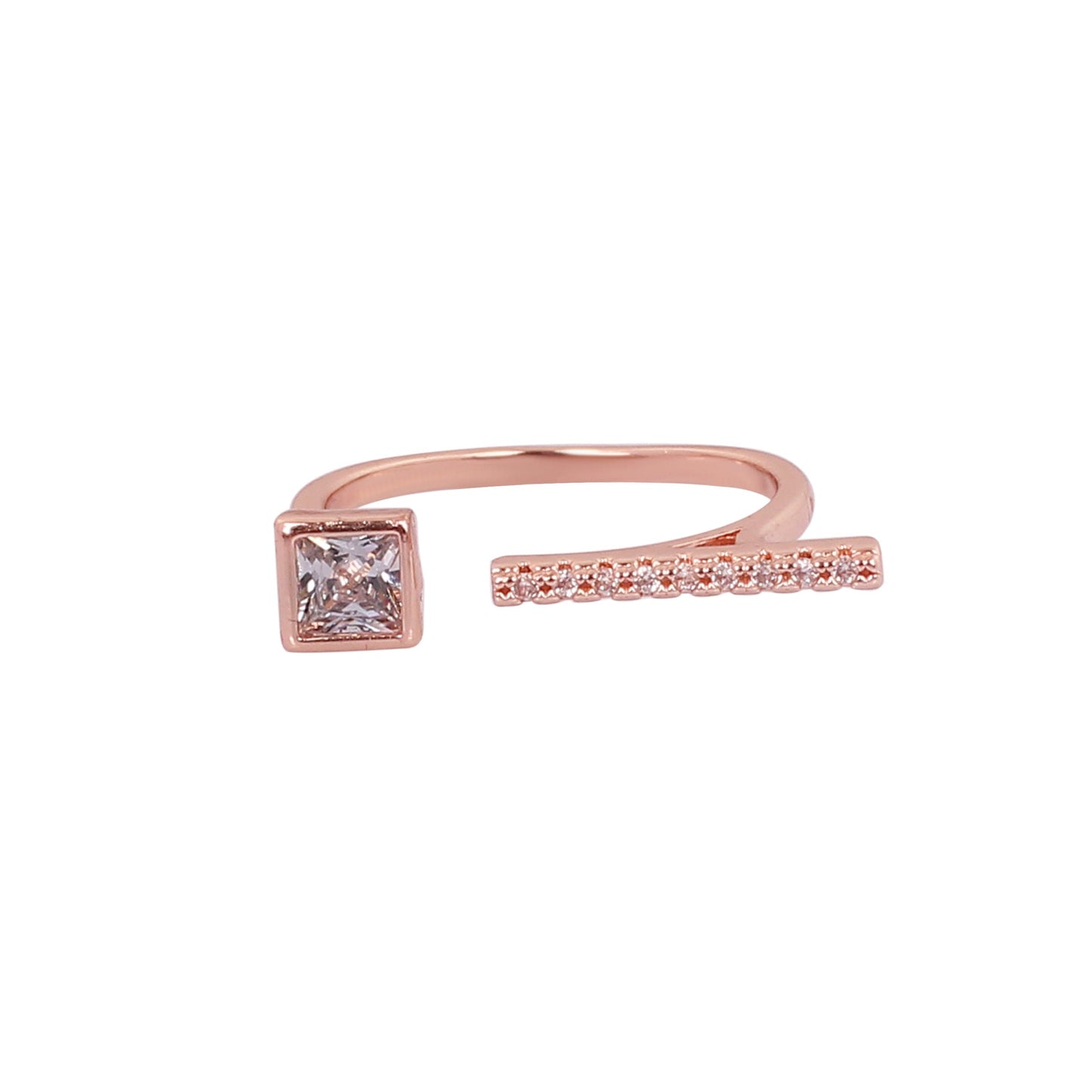 CKLAKART's T-Bar Ring with White Stone and Zircon