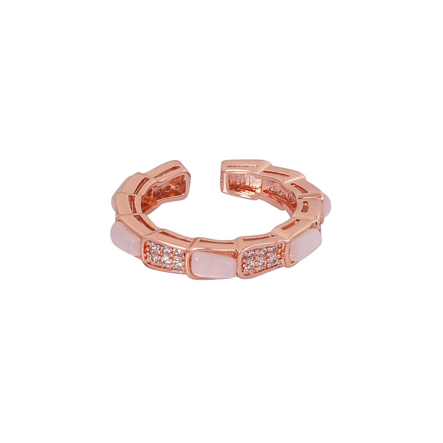 CKLAKART's Band-Shaped Ring with Peach Stone and Zircon