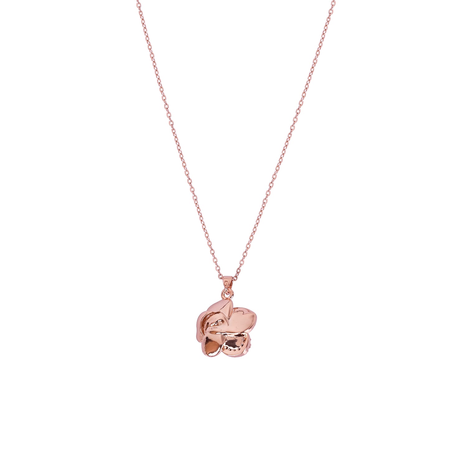 CKLAKART's Rose Gold Tone Blooming Flower Necklace with Pearl and AD Accent