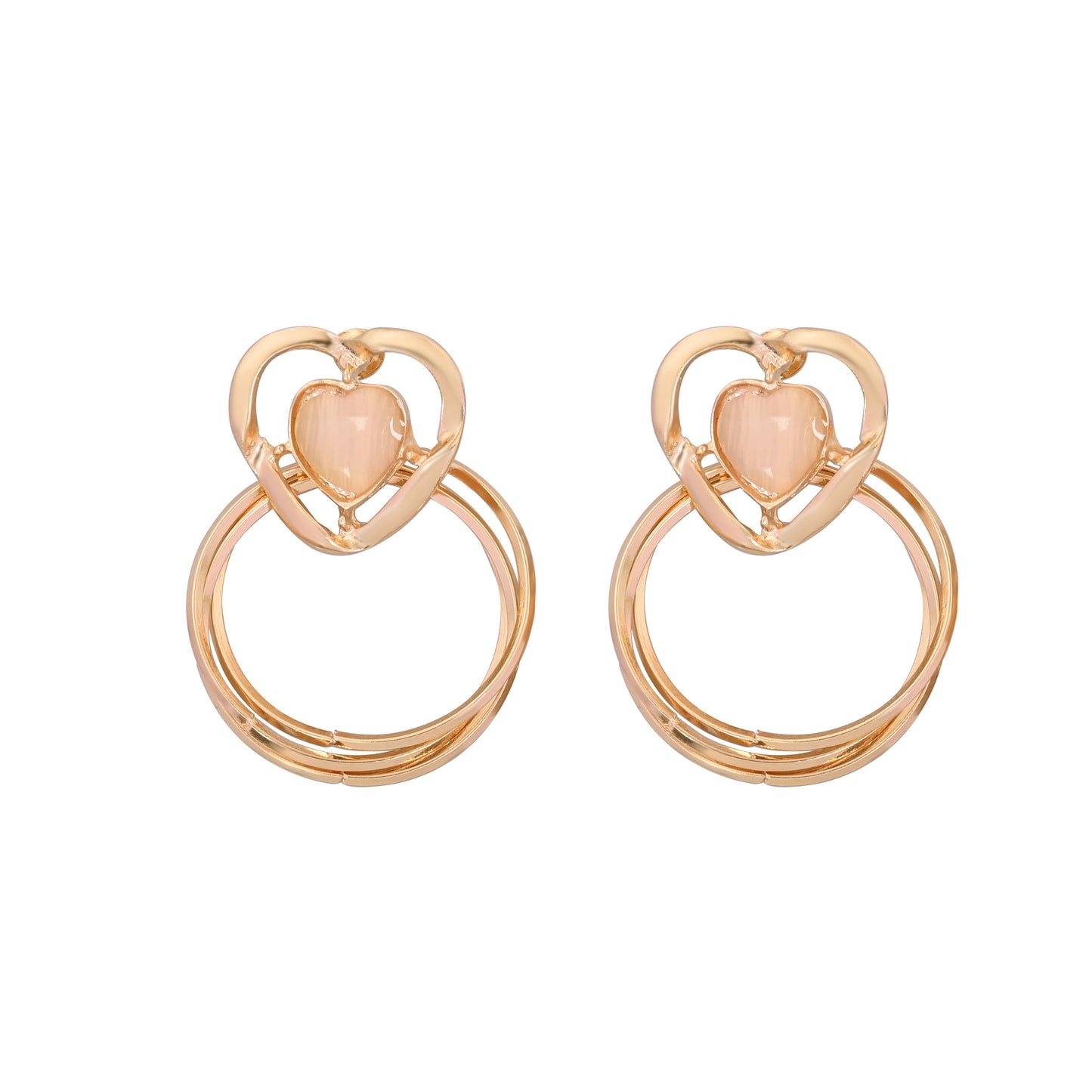 CKLAKART's Gold Toned Heart Shaped Dangle Earrings