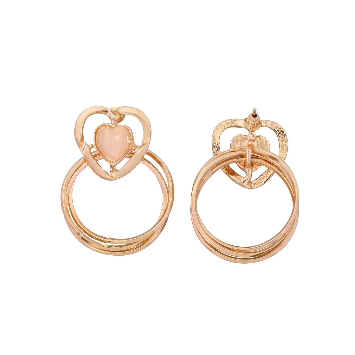 CKLAKART's Gold Toned Heart Shaped Dangle Earrings
