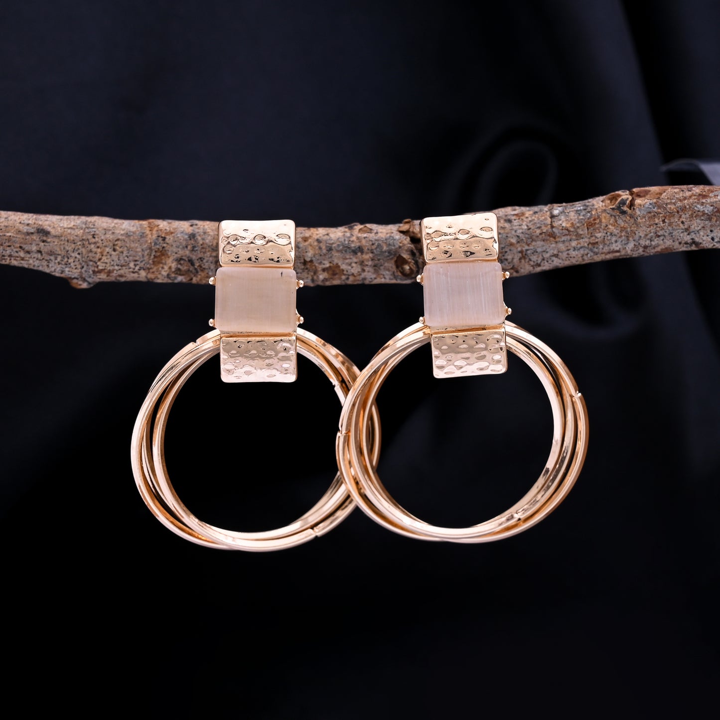 CKLAKART's Gold Toned Geometric Danglers