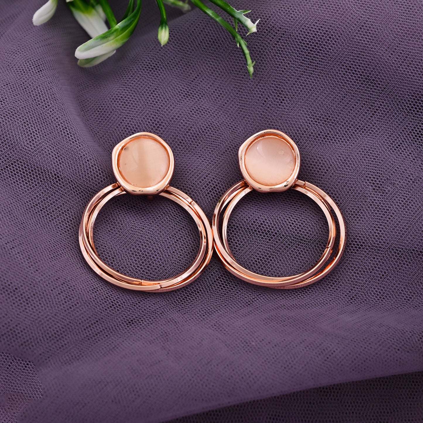 CKLAKART's Gold Toned Circle Shaped Dangle Earrings