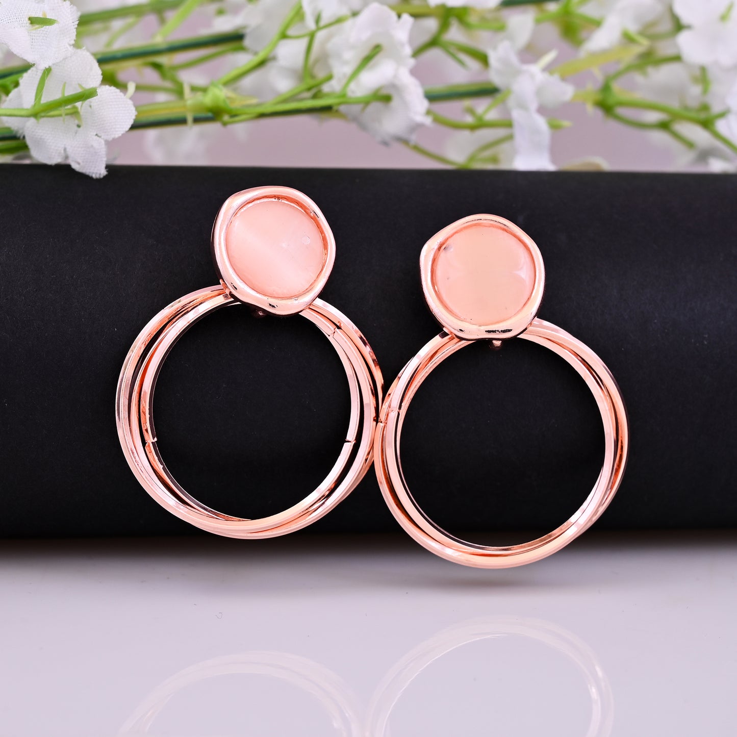 CKLAKART's Gold Toned Circle Shaped Dangle Earrings