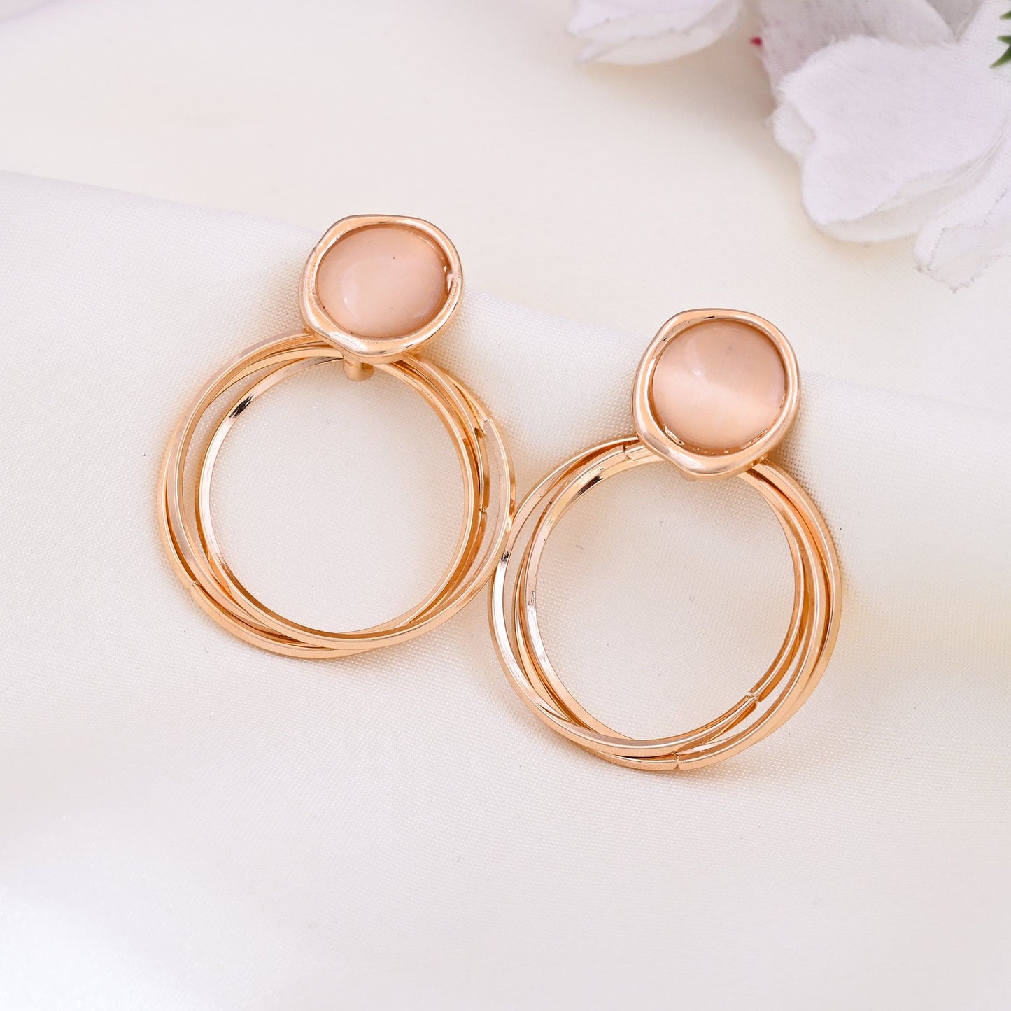 CKLAKART's Rose Gold circle Shaped Dangle Earrings