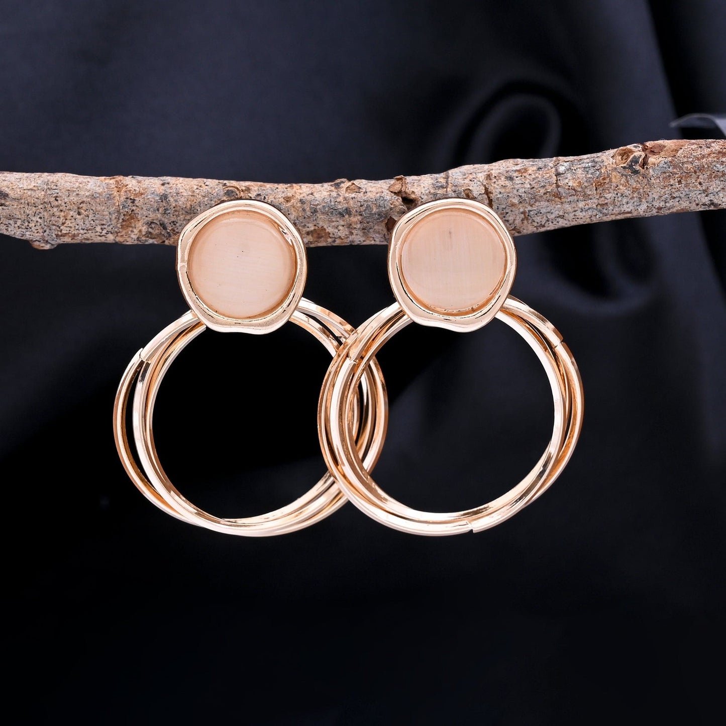CKLAKART's Rose Gold circle Shaped Dangle Earrings