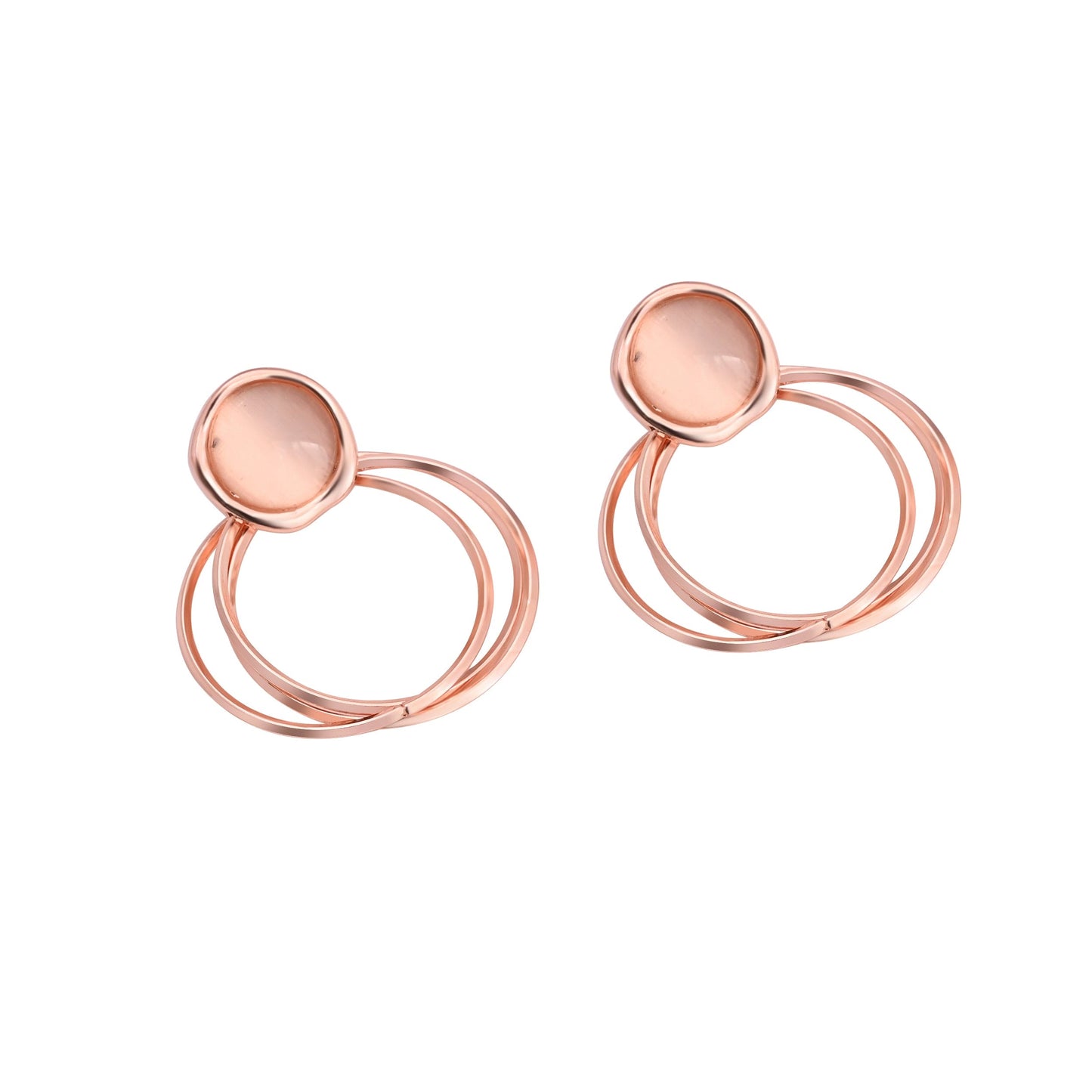CKLAKART's Rose Gold circle Shaped Dangle Earrings