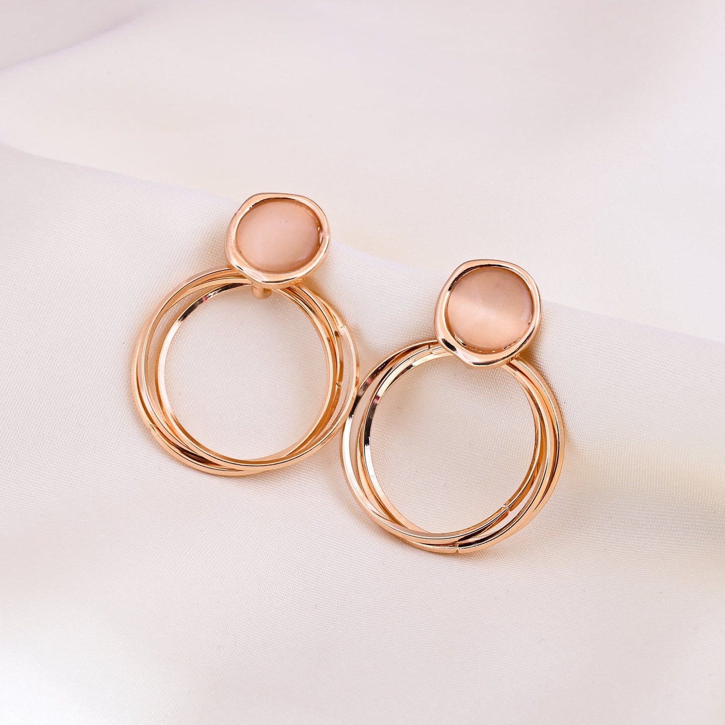 CKLAKART's Rose Gold circle Shaped Dangle Earrings