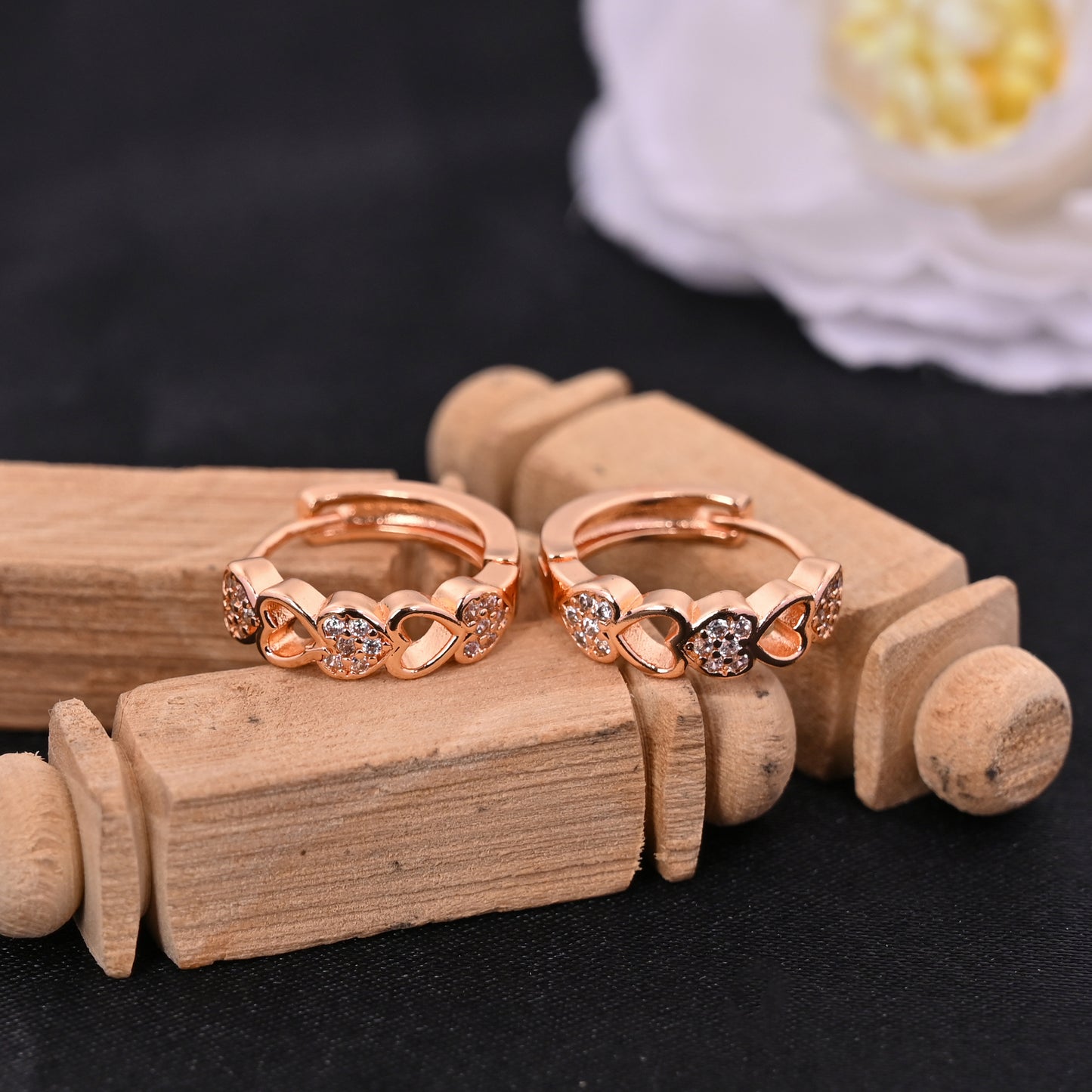 CKLAKART's Small Hoop Earrings with Heart Embellishments
