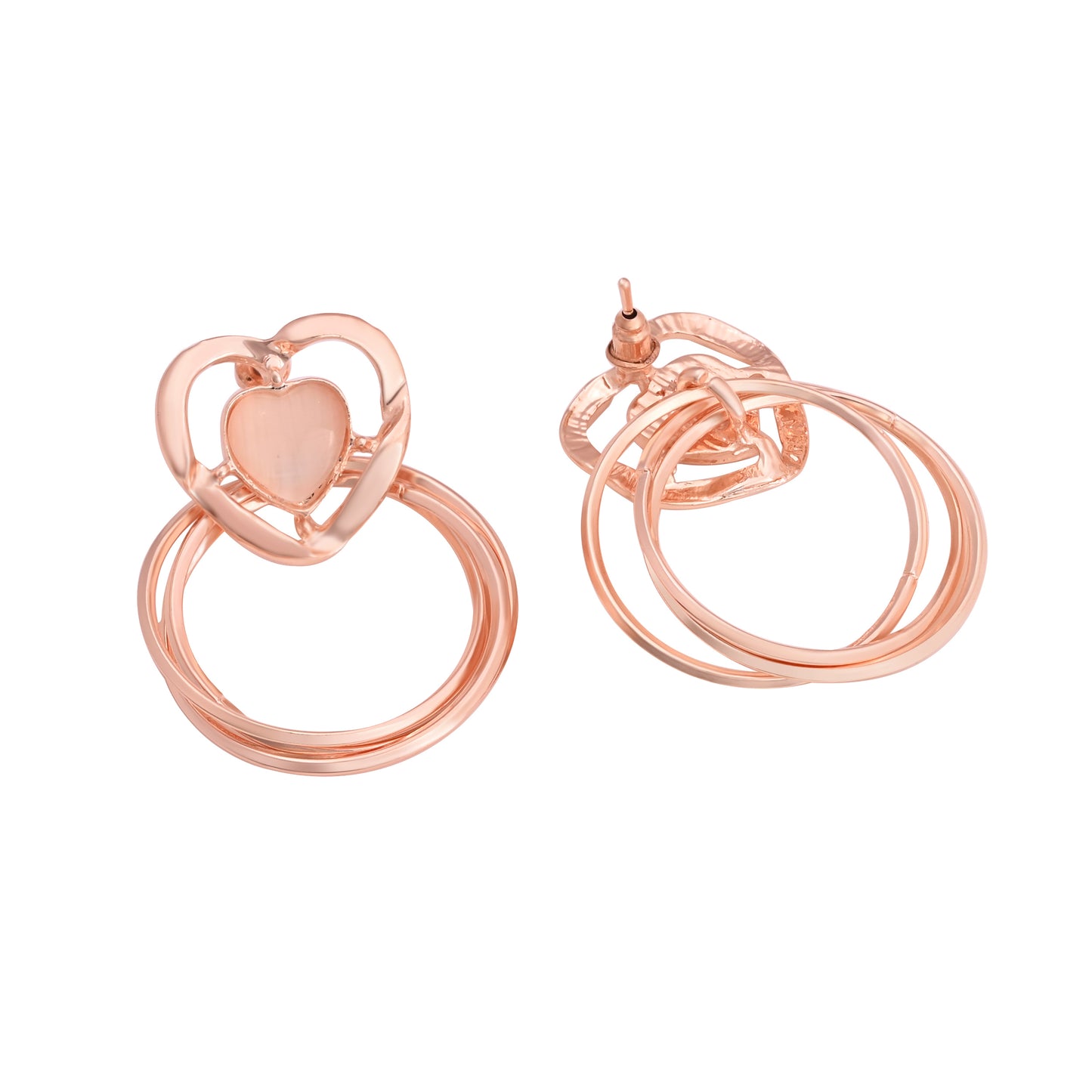 CKLAKART's Rose Gold Toned Heart Shaped Danglers