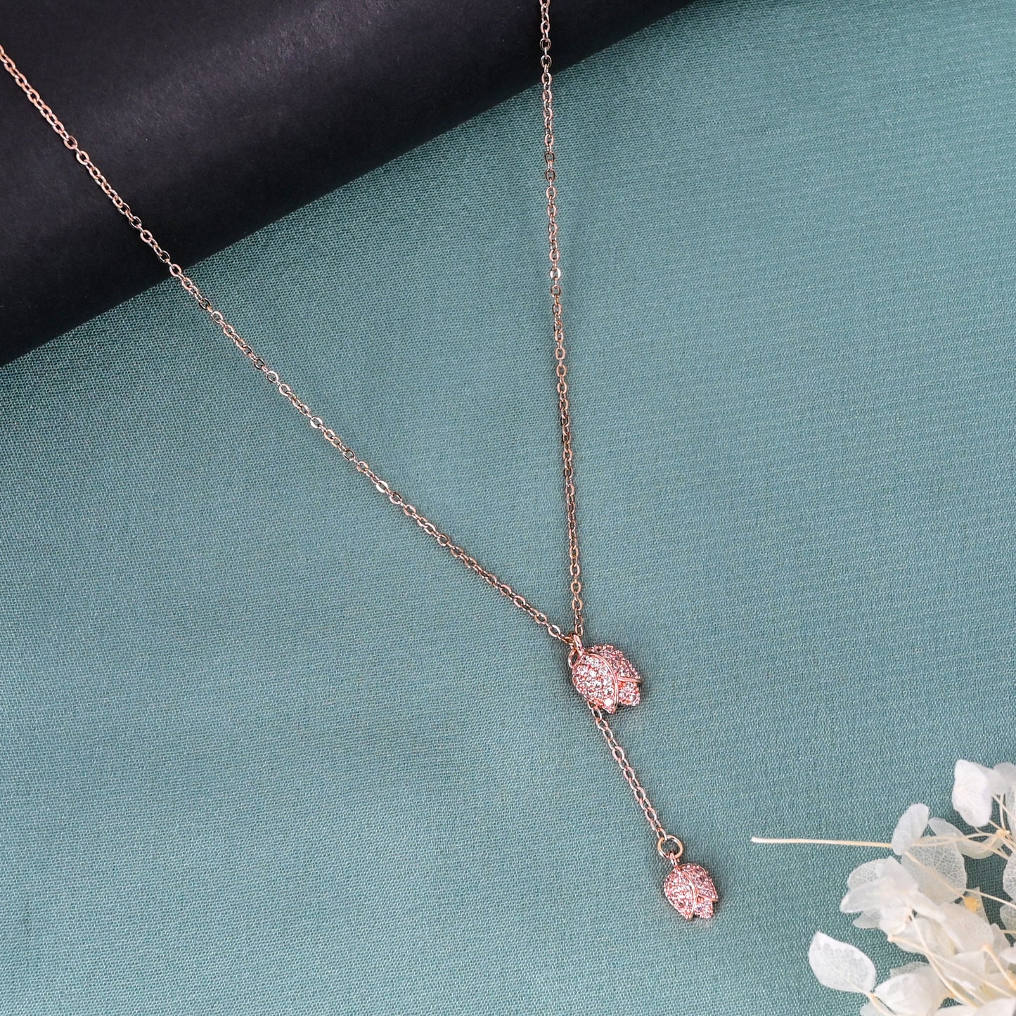 CKLAKART's Rose Gold Toned Tulips Charm Neckpiece